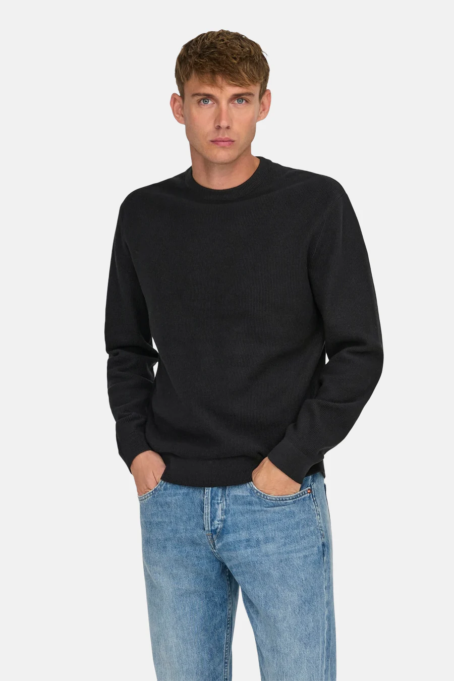 Pull met ronde hals - zwart