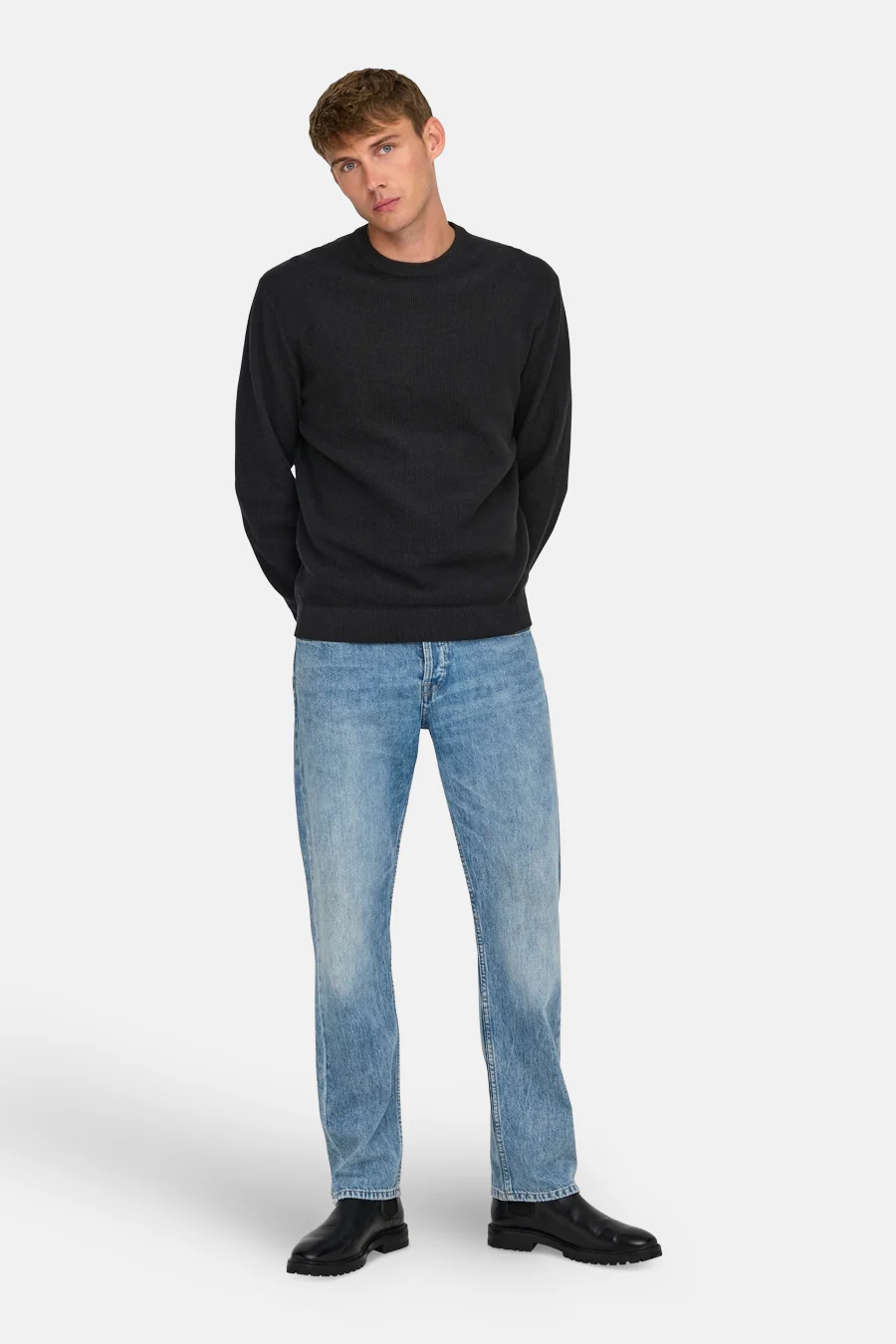 Pull met ronde hals - zwart - Image 2