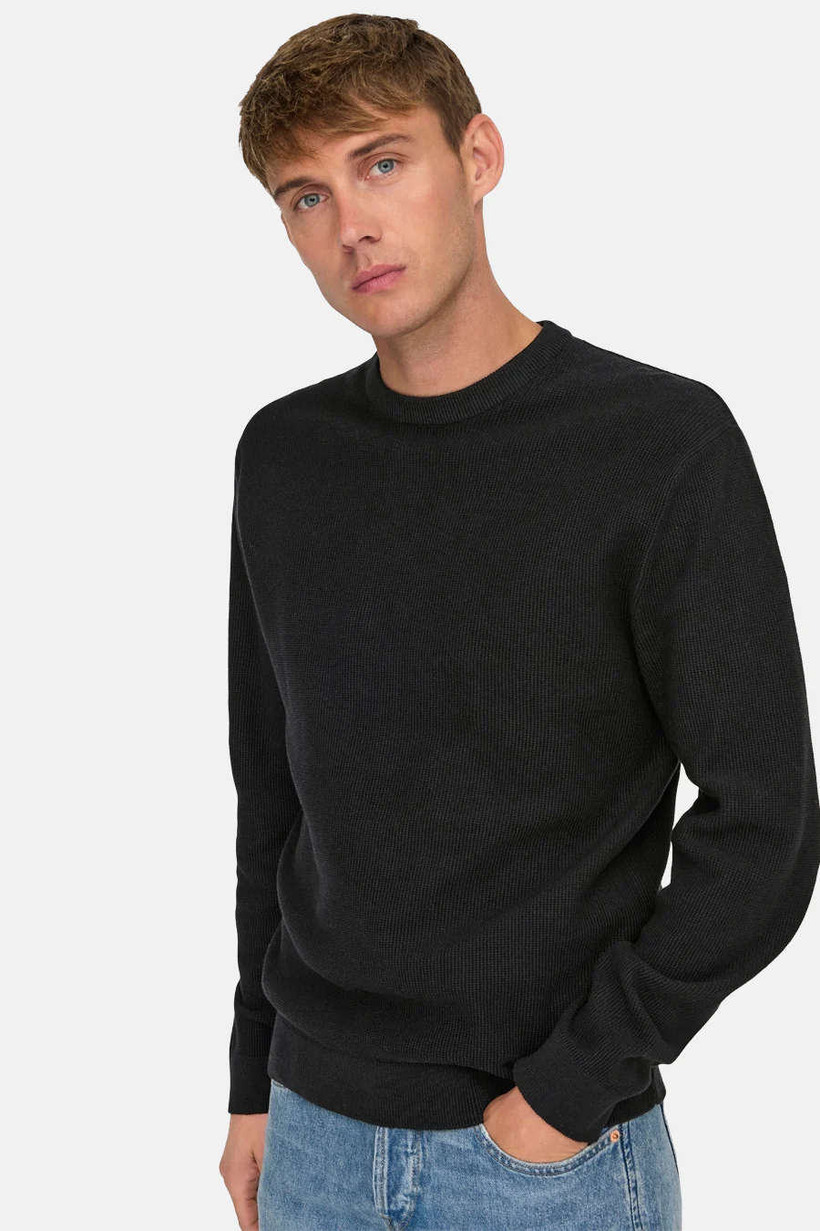 Pull met ronde hals - zwart - Image 4