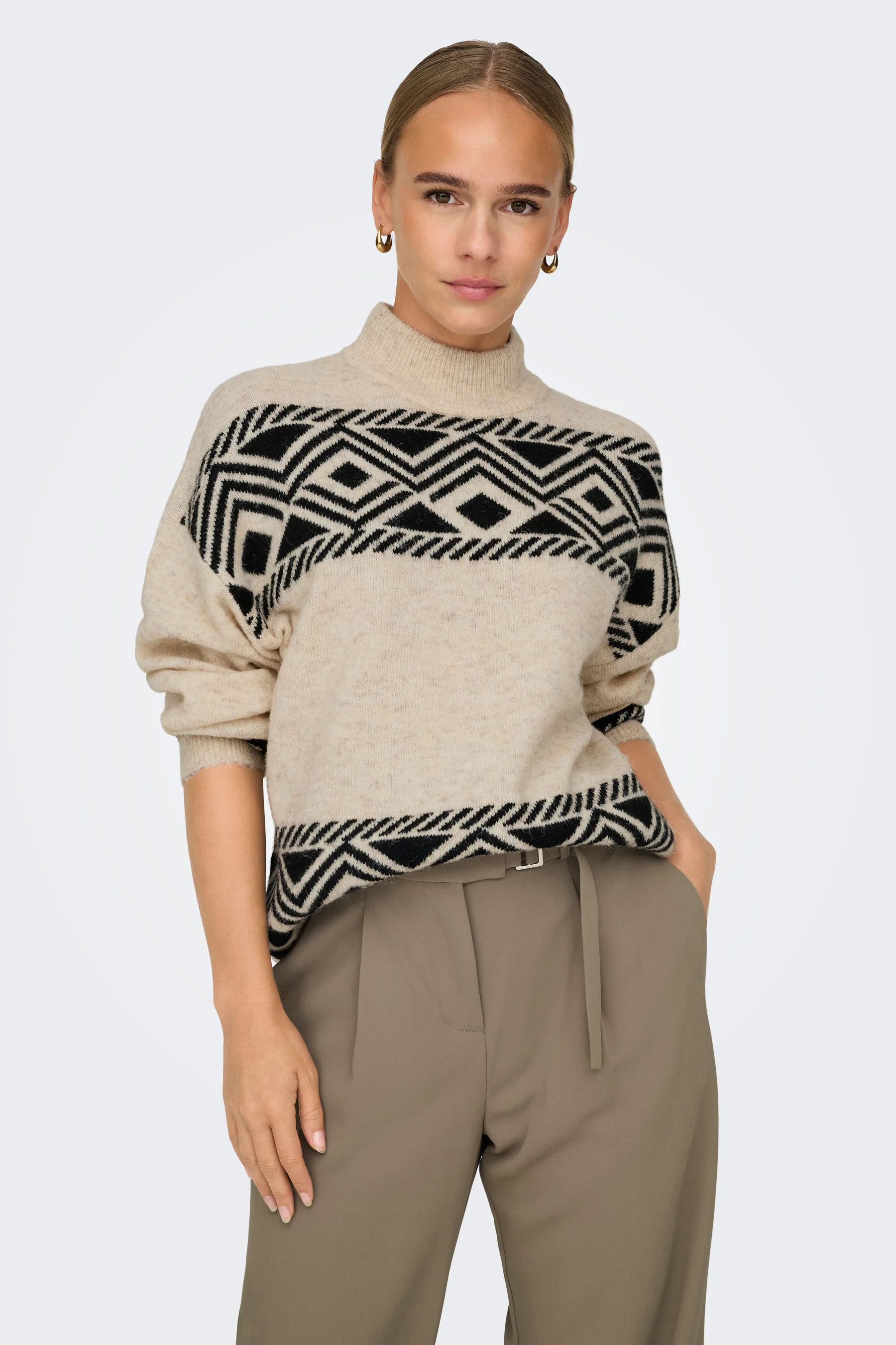 Pull met rolkraag - ecru