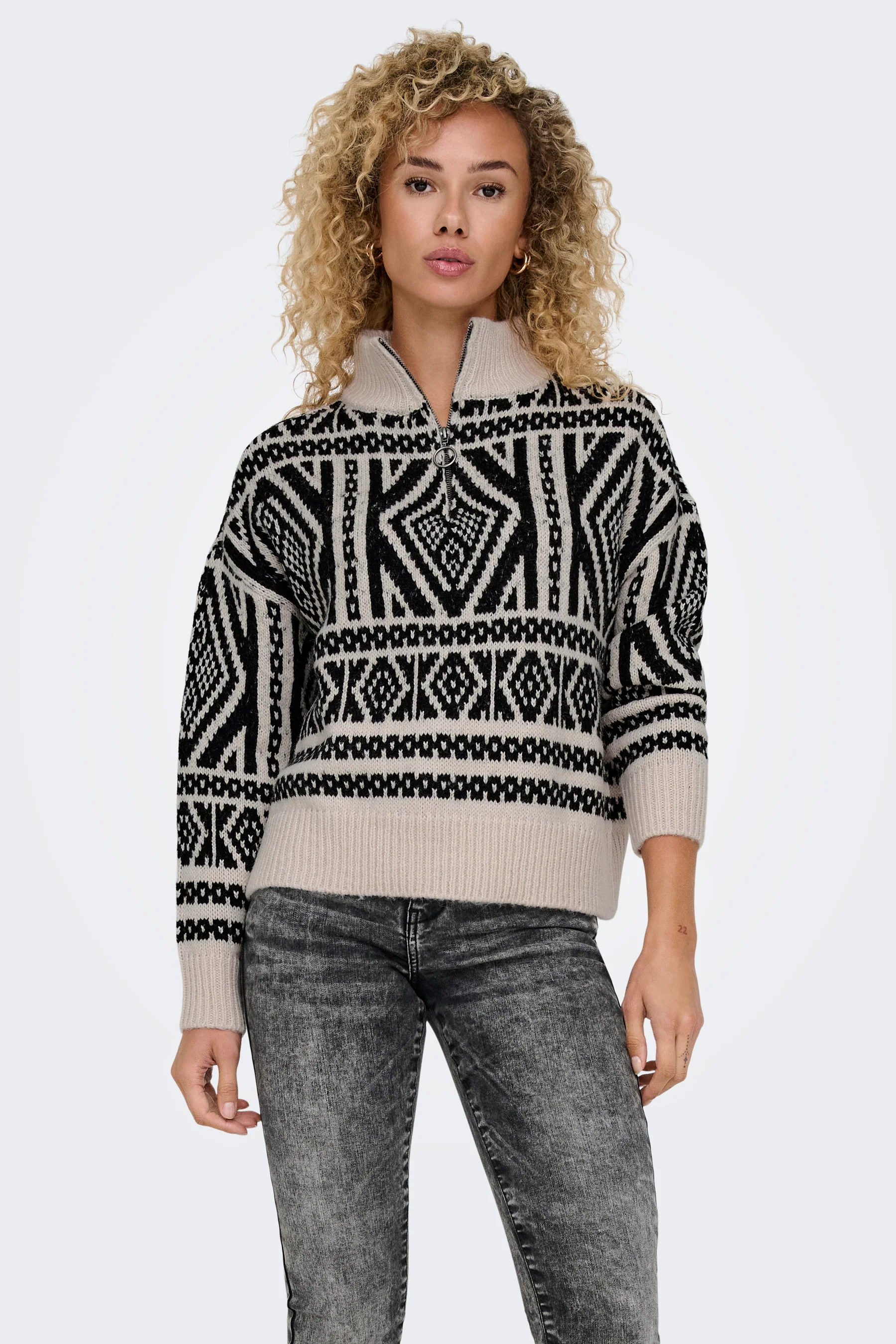 Pull met rolkraag - ecru