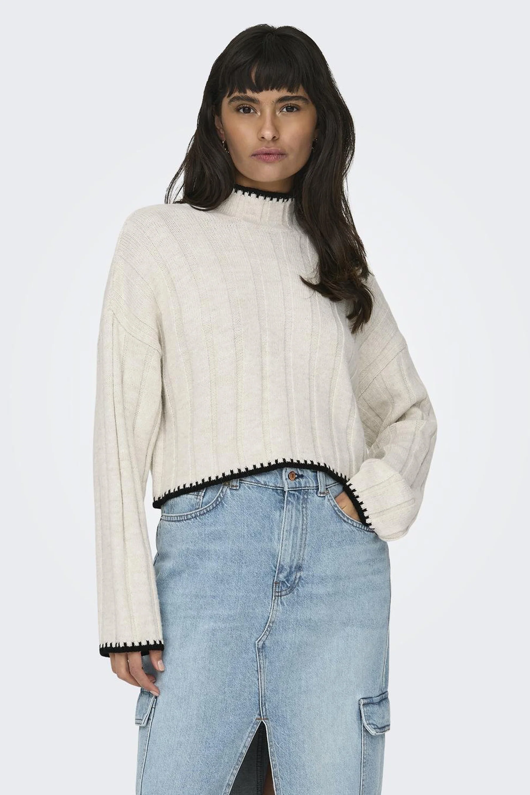 Pull met rolkraag - ecru