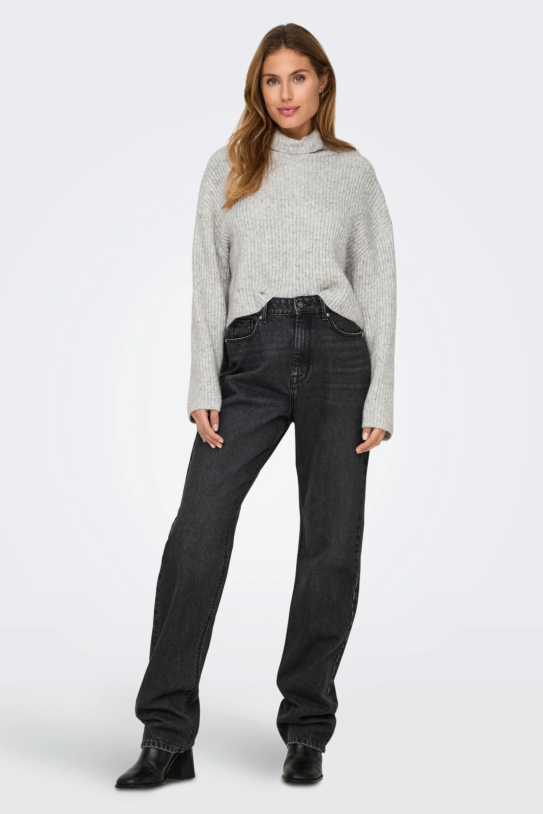 Pull met rolkraag - grijs - Image 2