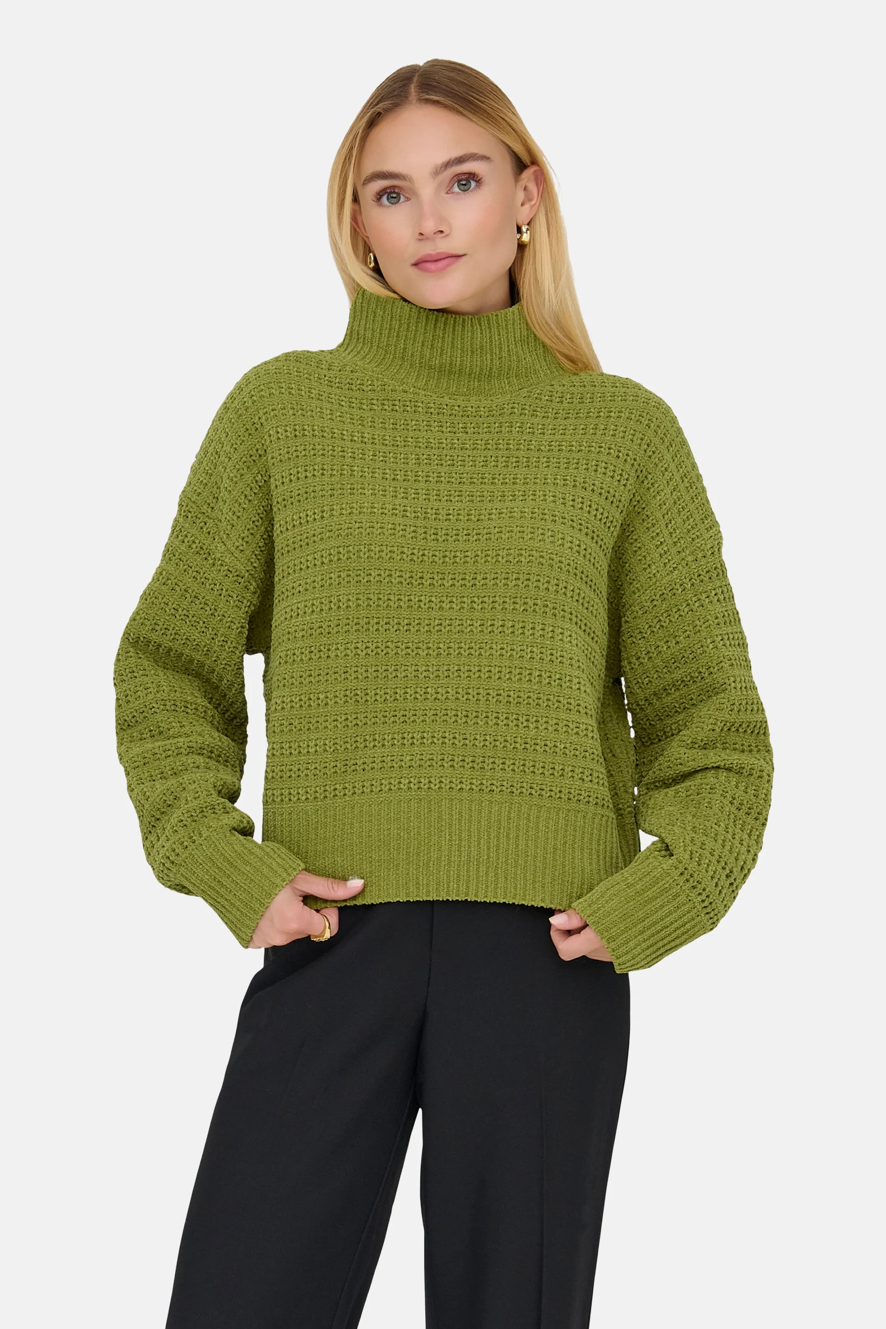 Pull met rolkraag - groen