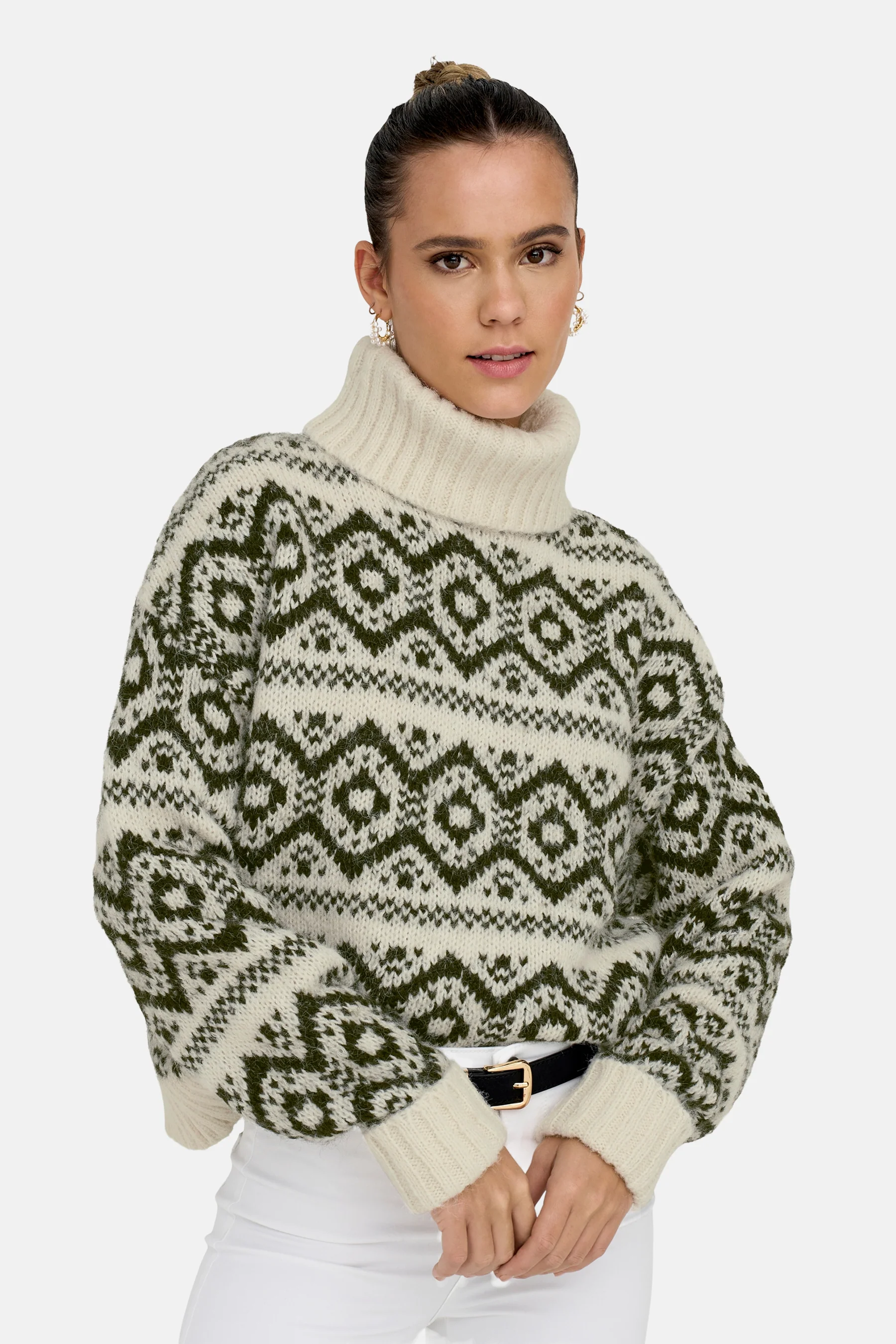 Pull met rolkraag - Groen - Image 3