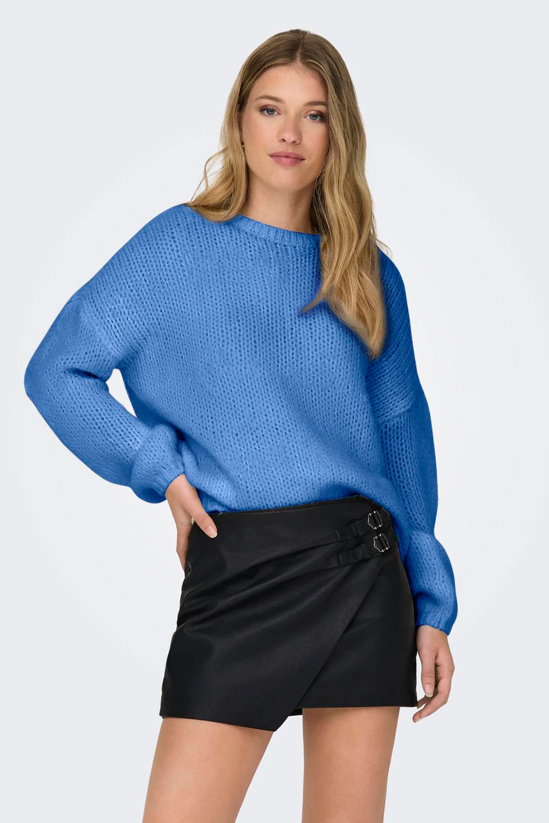 Pull met ronde hals - blauw