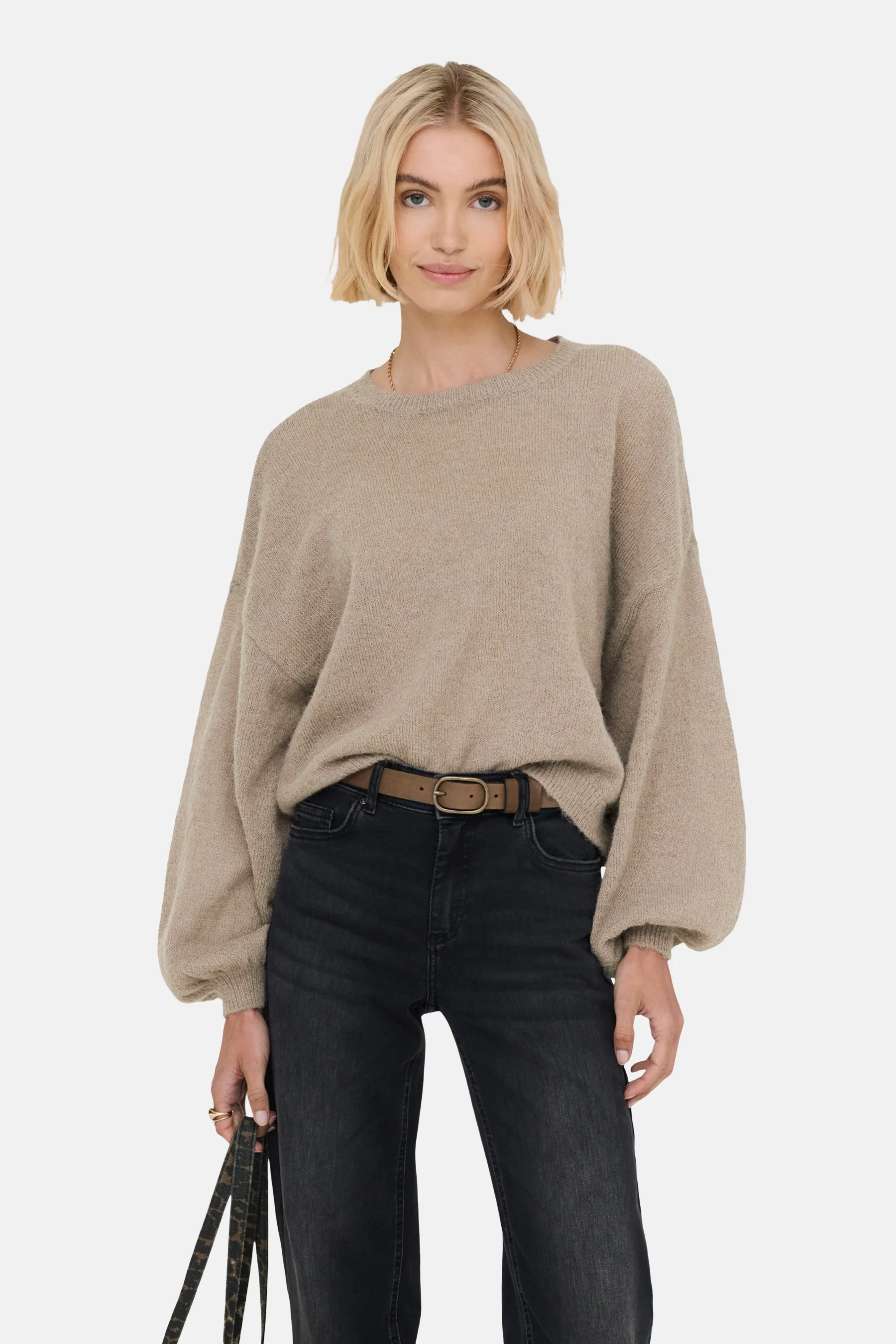 Pull met ronde hals - bruin