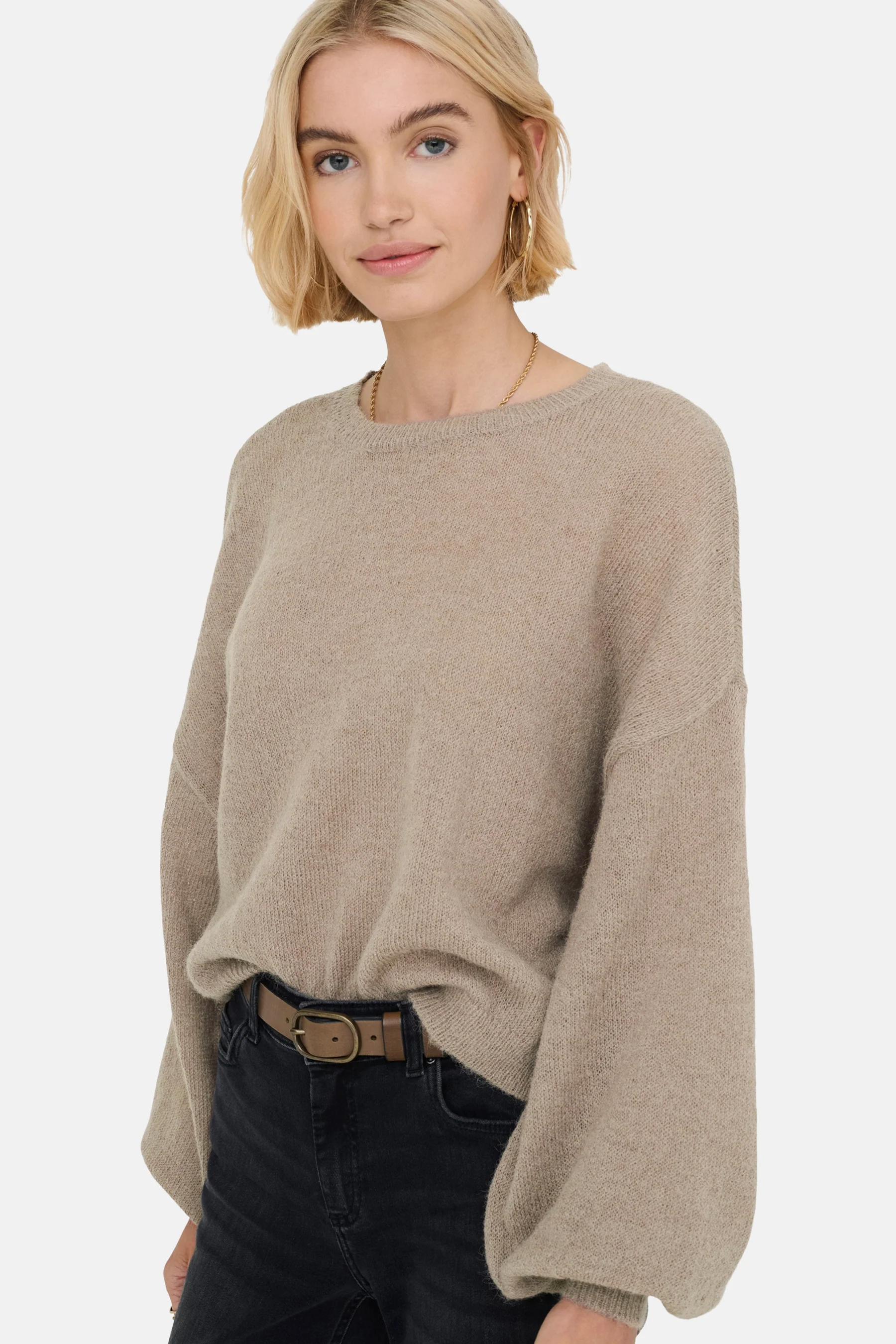 Pull met ronde hals - bruin - Image 5