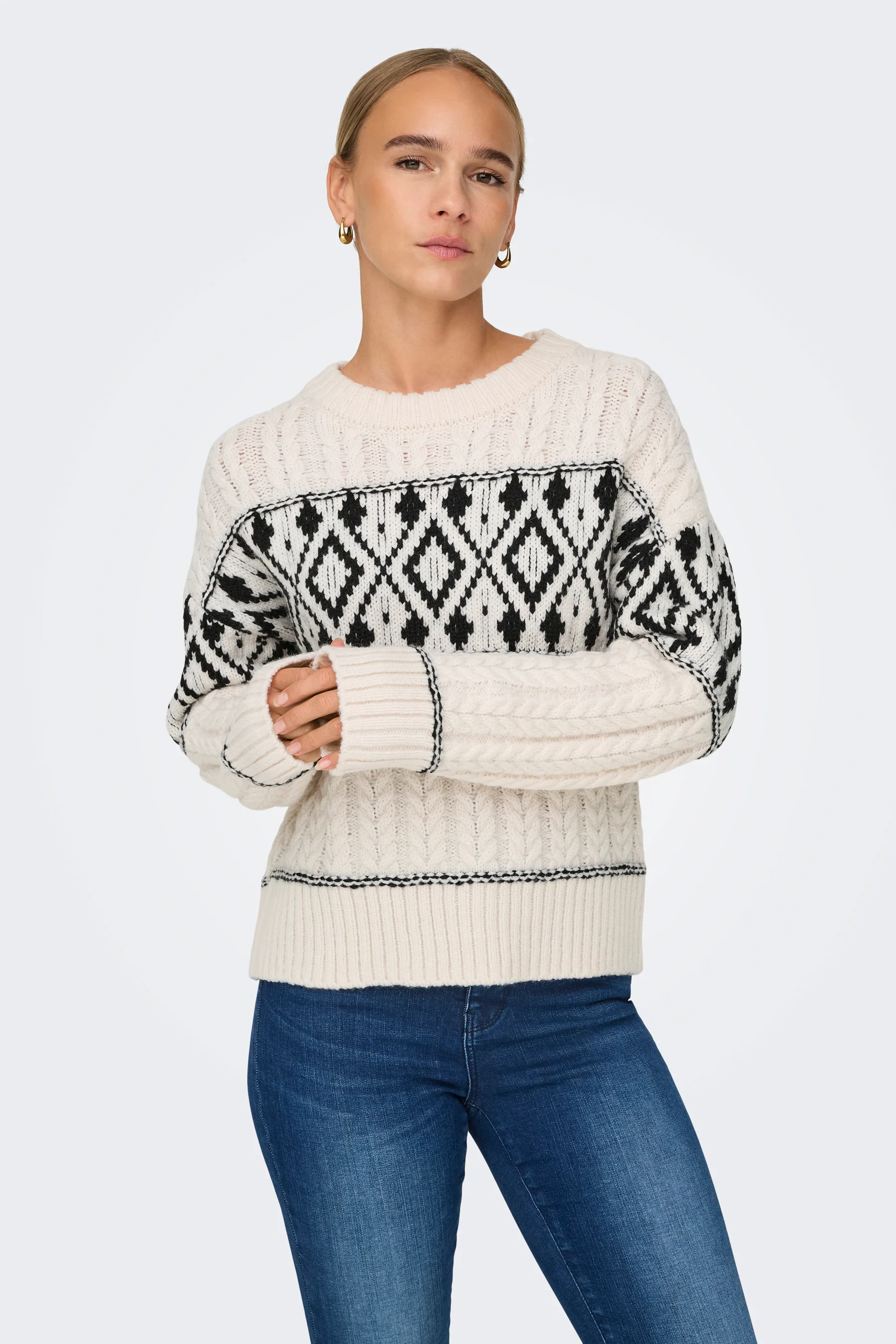 Pull met ronde hals - ecru - Image 4