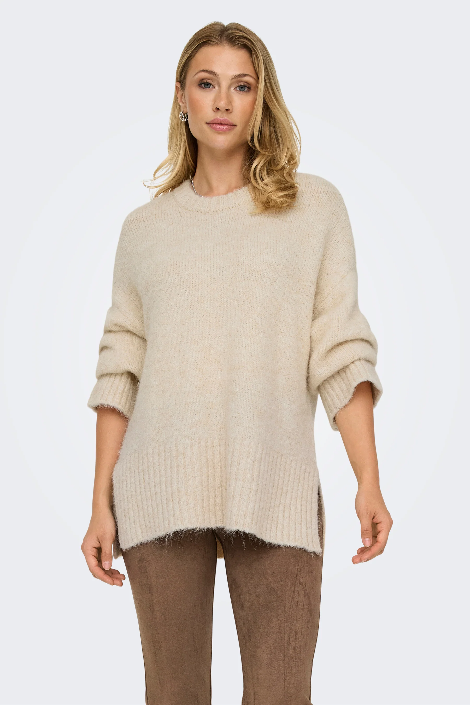Pull met ronde hals - ecru