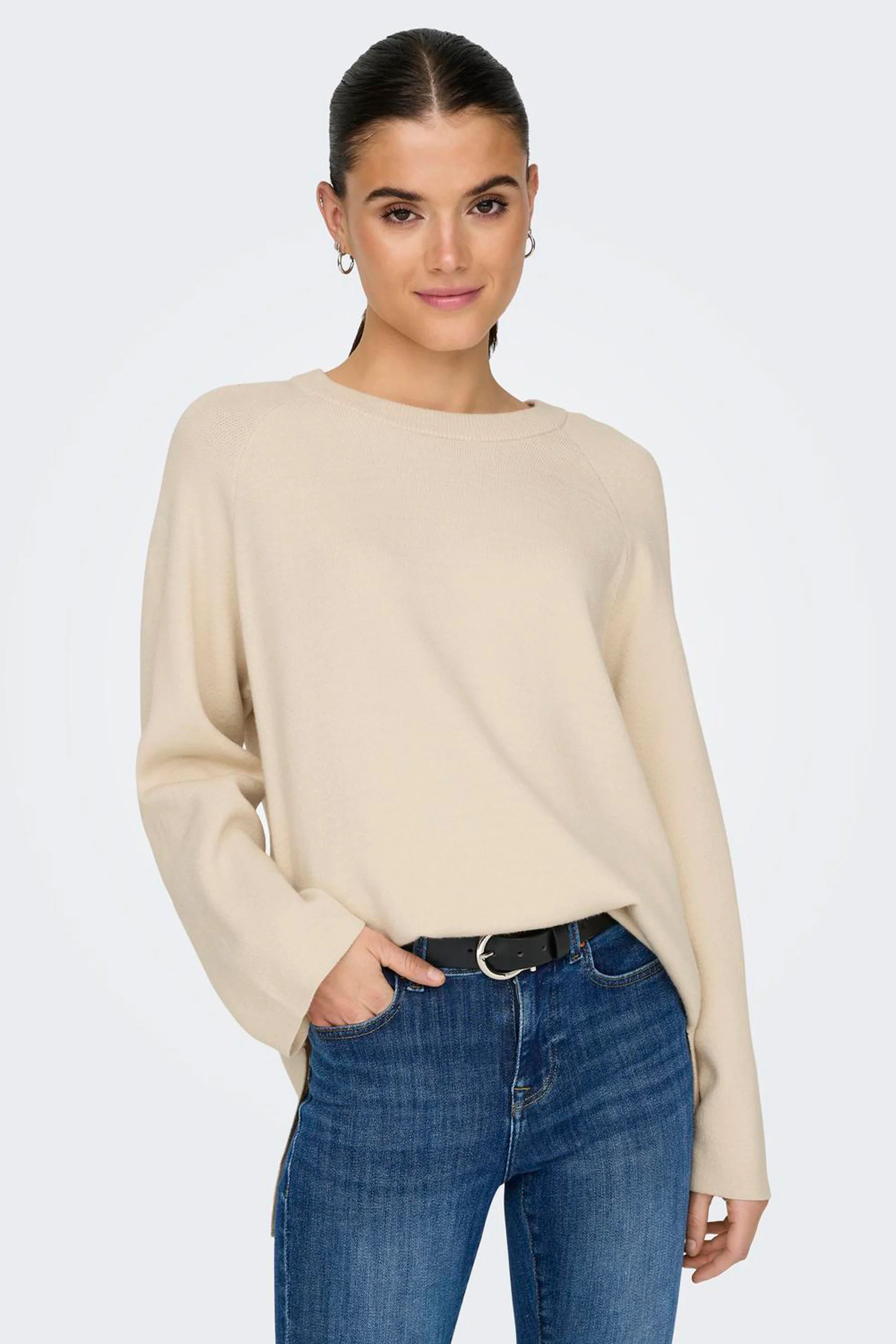 Pull met ronde hals - ecru - Image 4