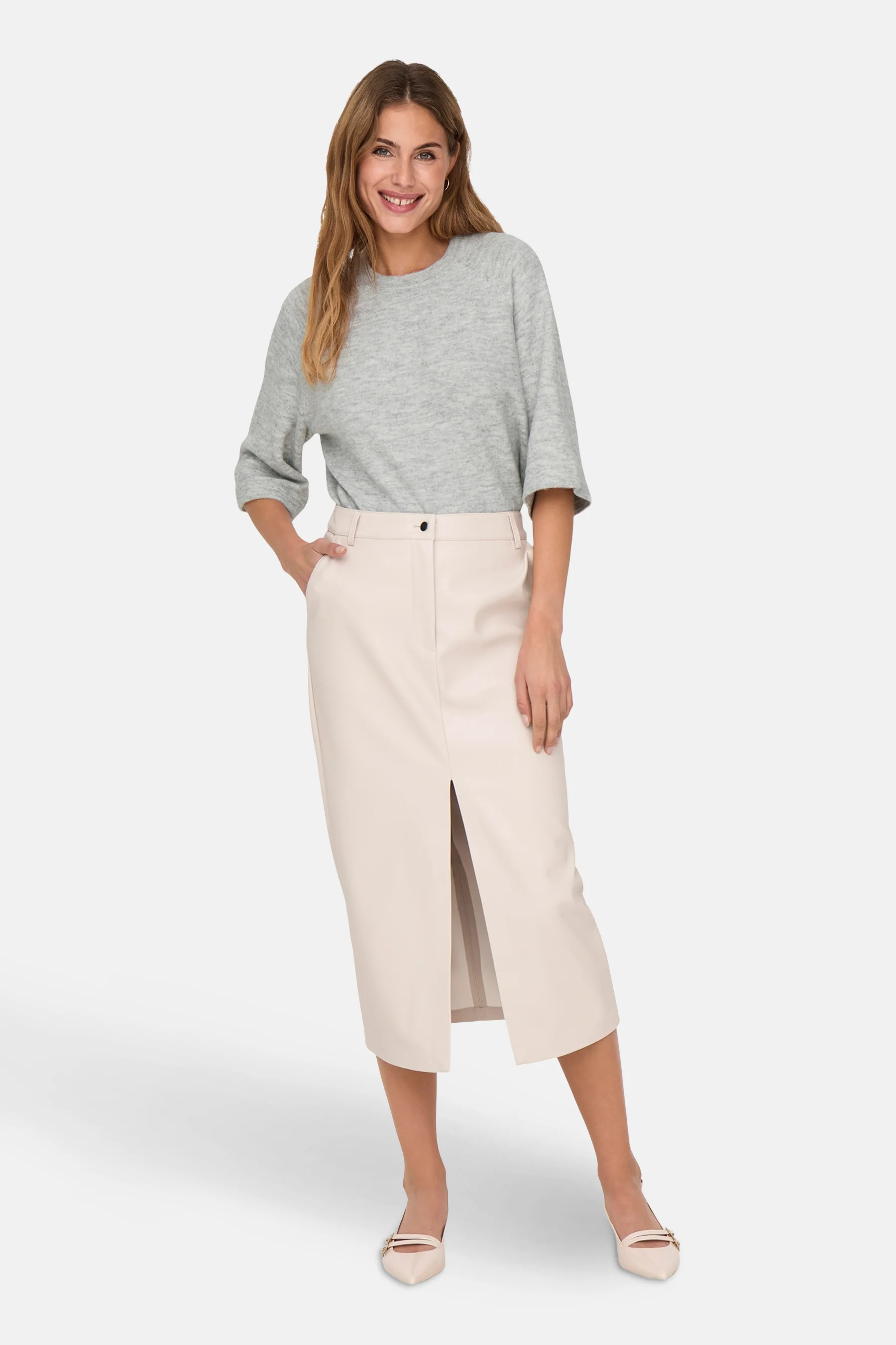 Pull met ronde hals - grijs - Image 2