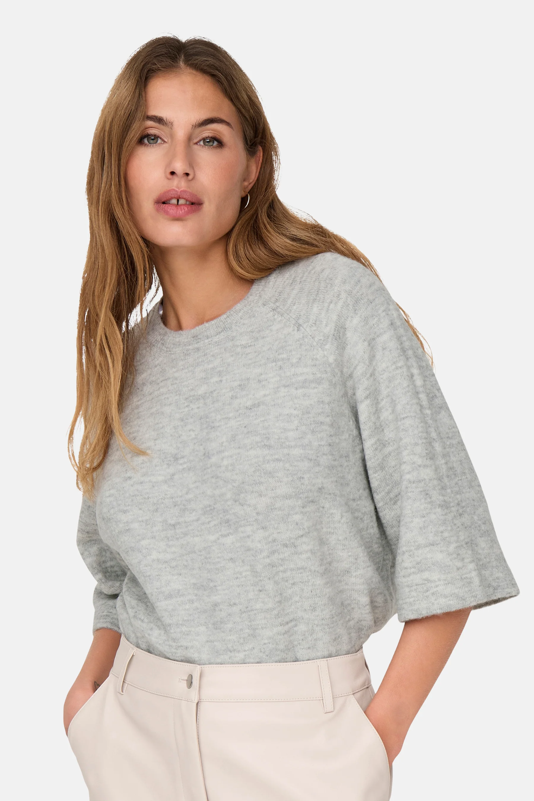 Pull met ronde hals - grijs - Image 5