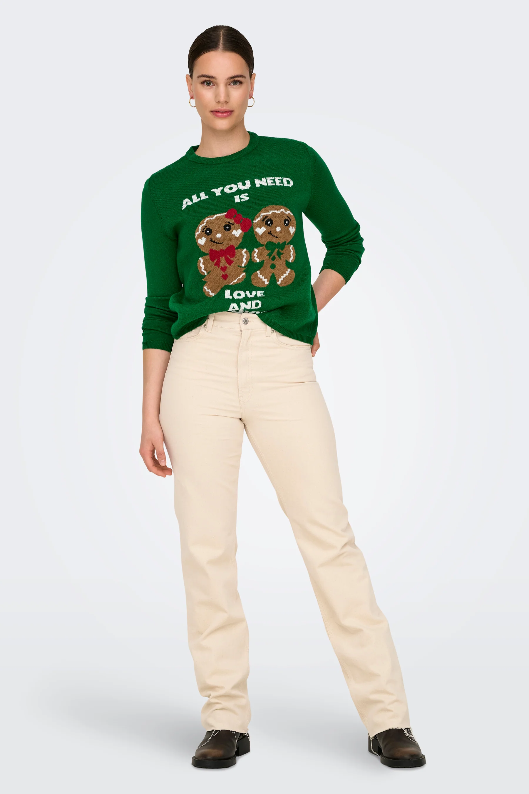 Pull met ronde hals - groen - Image 2