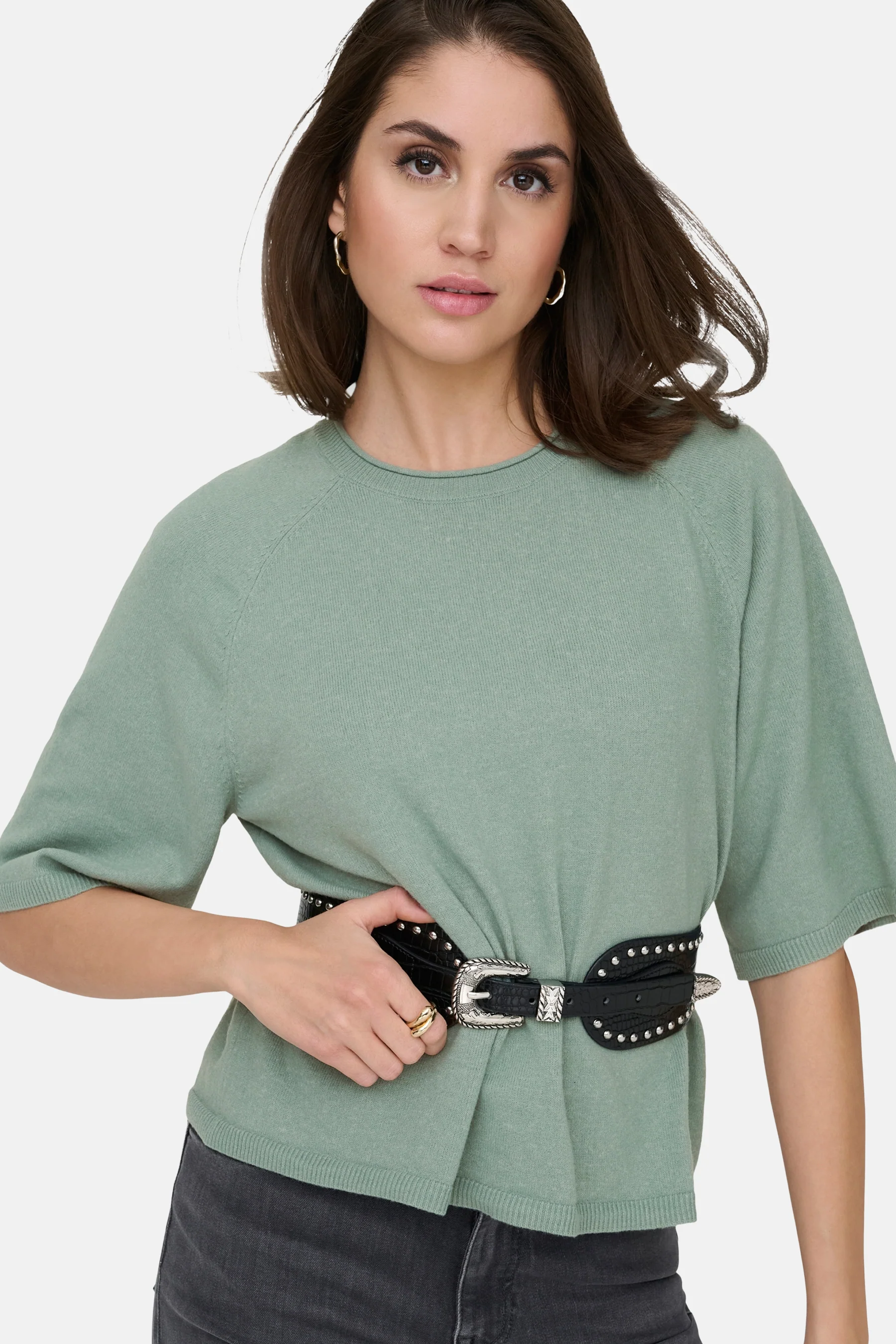 Pull met ronde hals - groen - Image 5