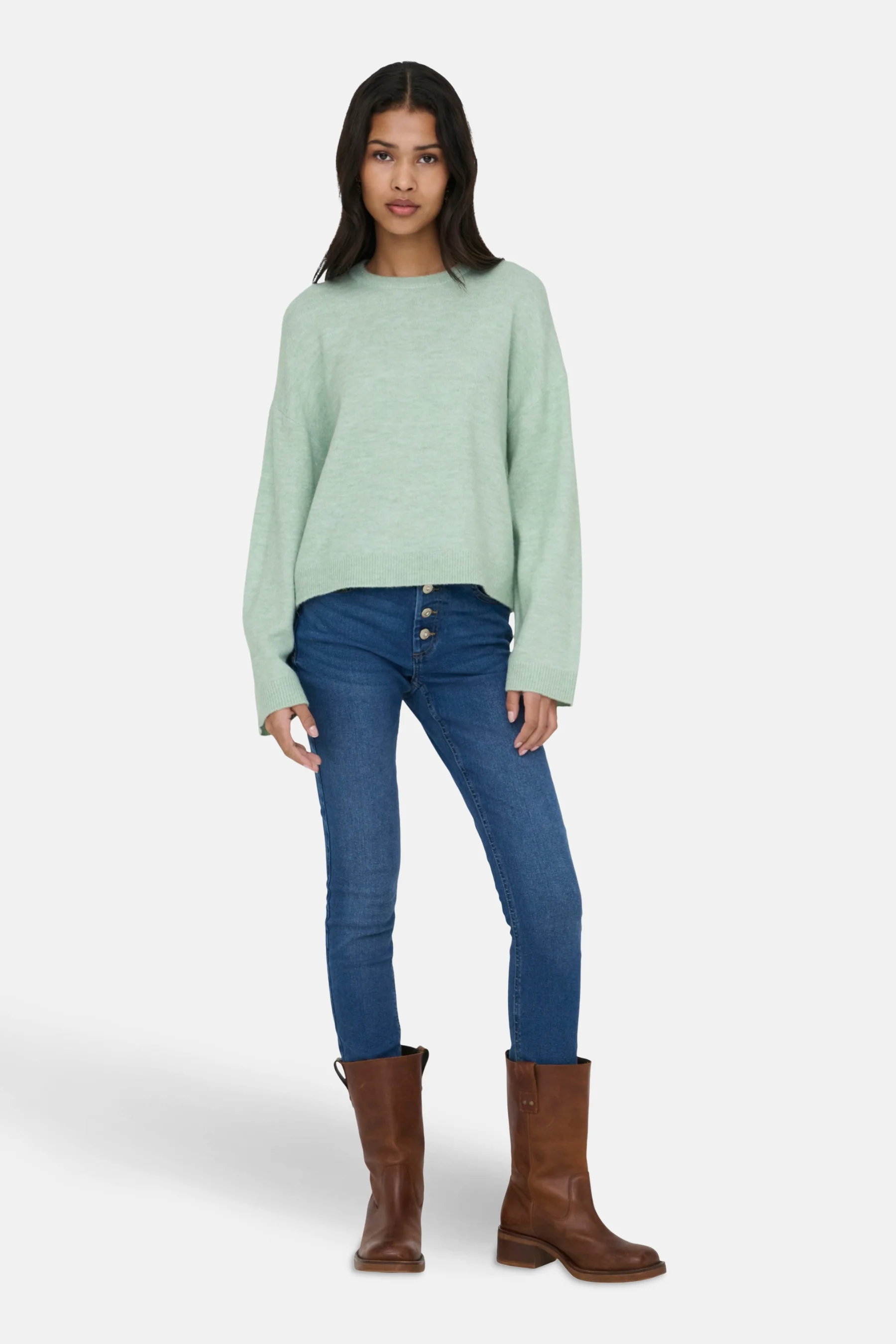 Pull met ronde hals - groen - Image 2