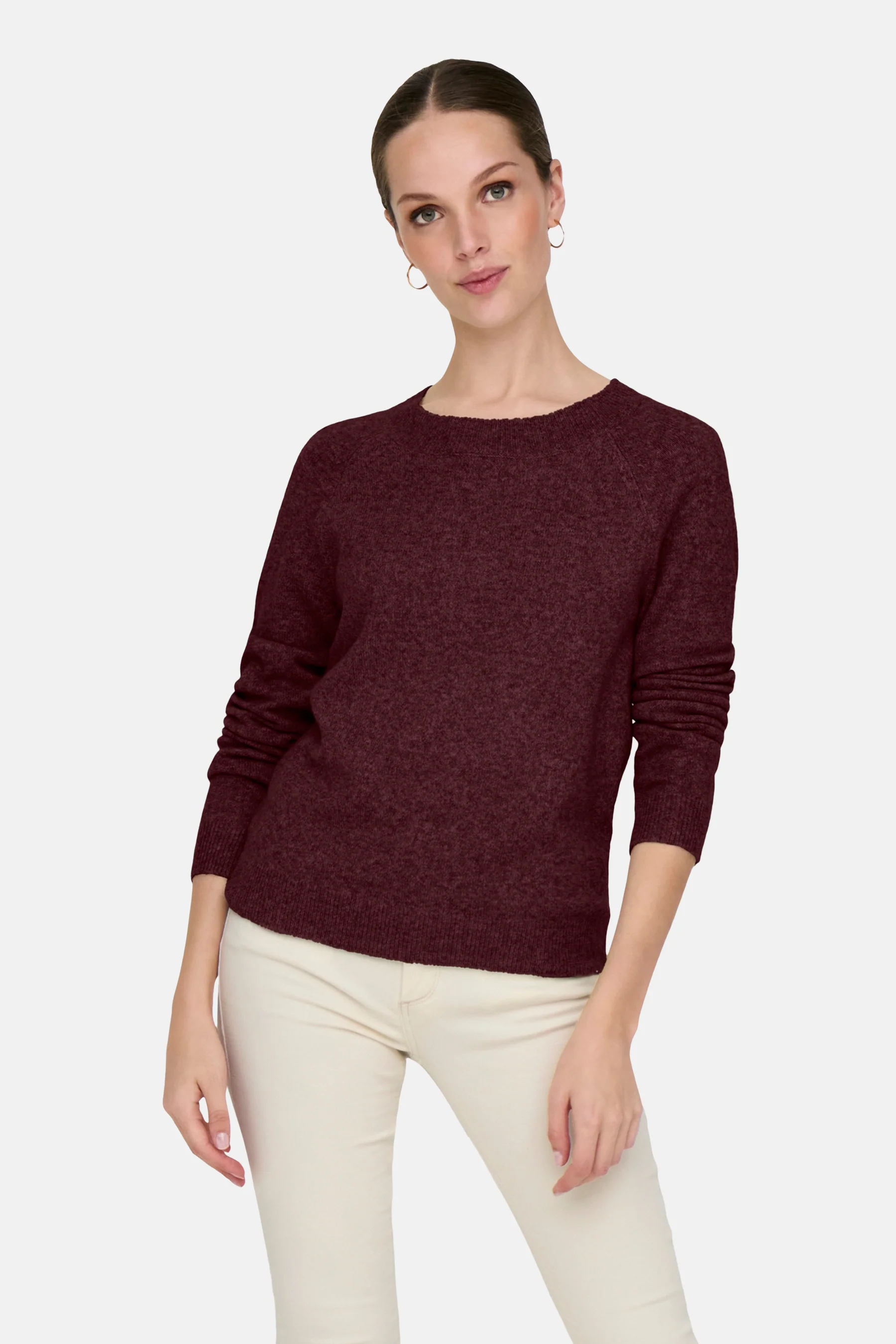 Pull met ronde hals - Bordeaux