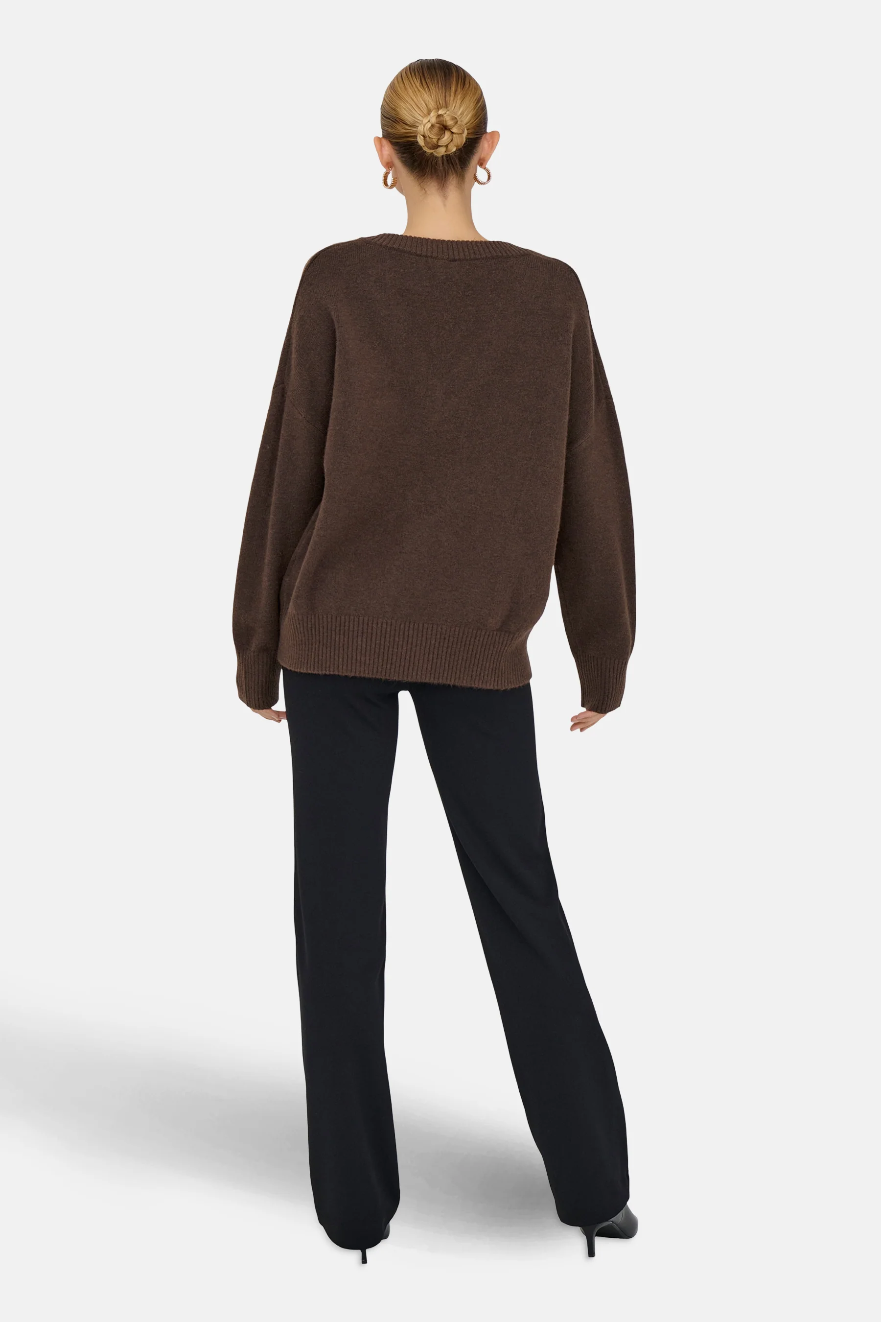Pull met V-hals - bruin - Image 3