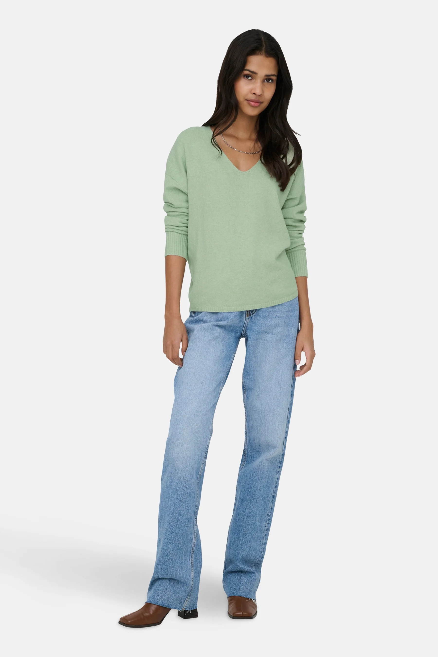 Pull met V-hals - groen - Image 2