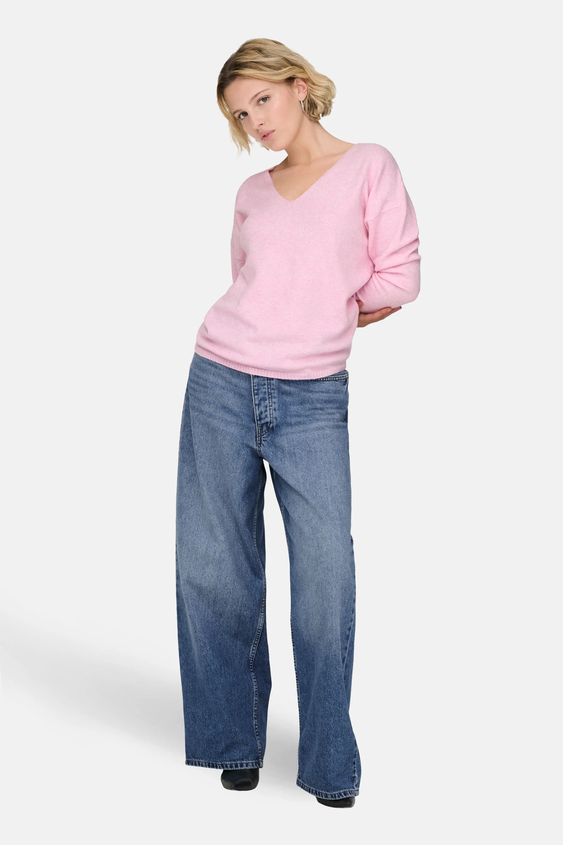 Pull met V-hals - roze - Image 2