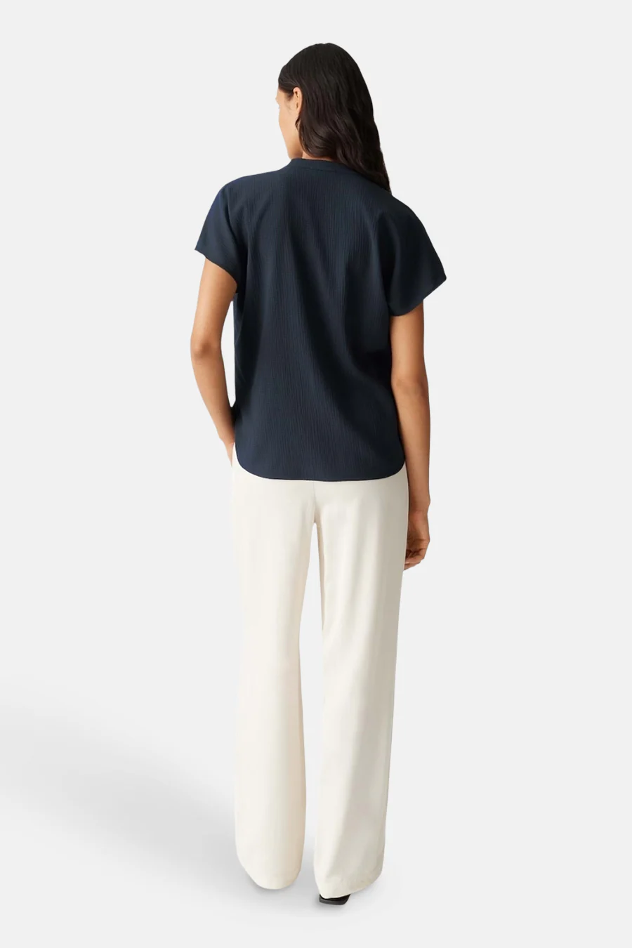 Blouse met korte mouwen - Donkerblauw - Image 3