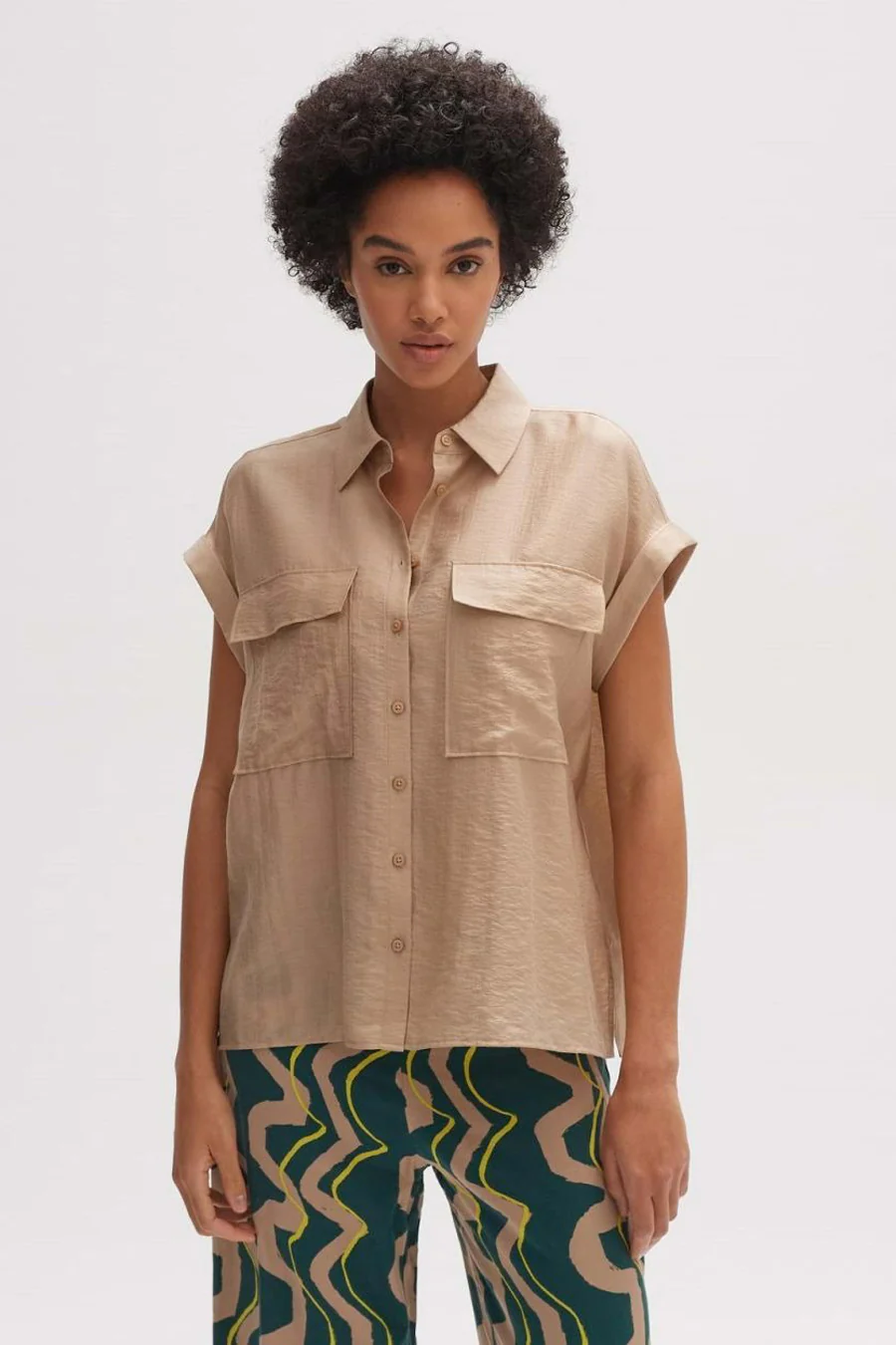 Hemd met korte mouwen - beige