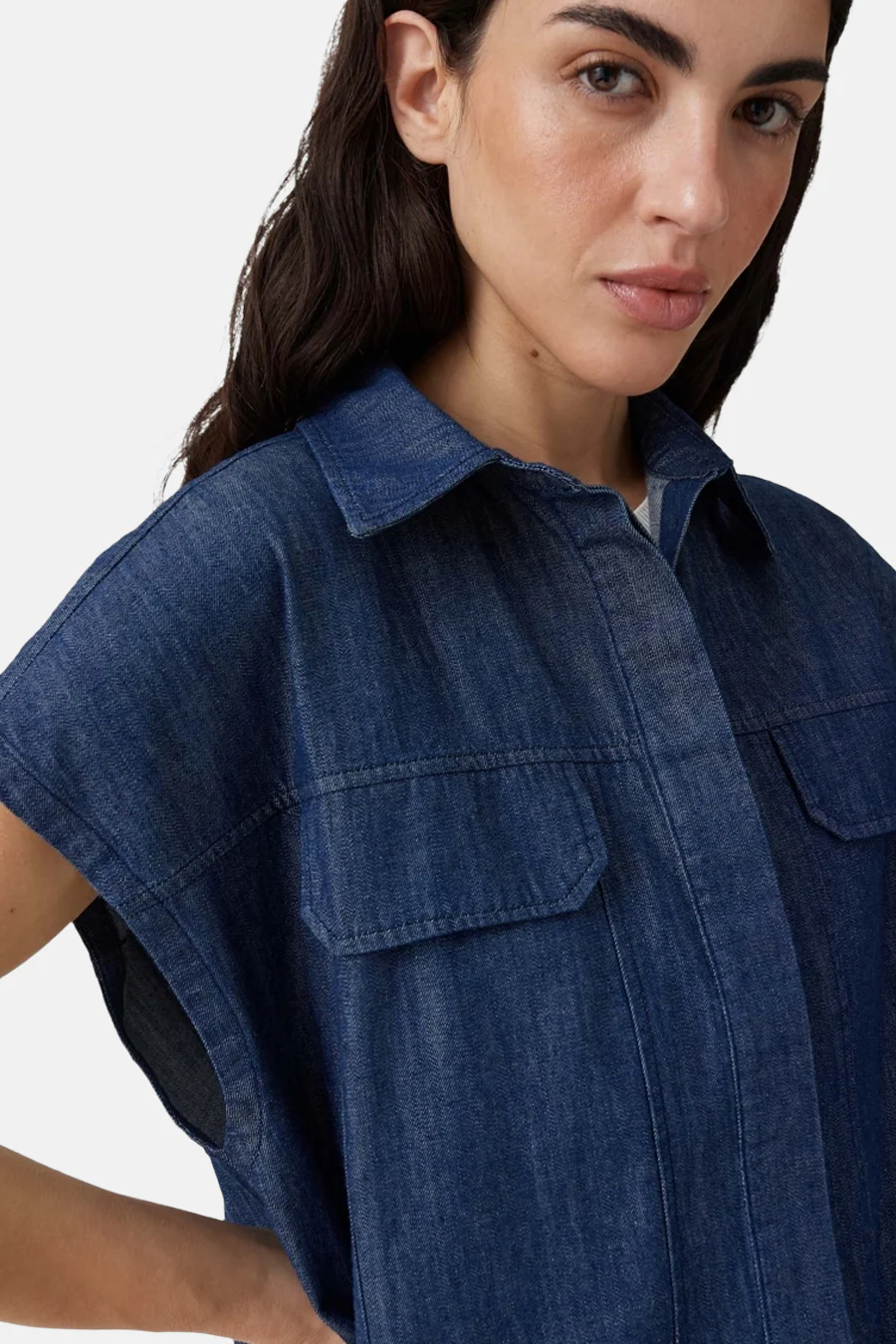 Hemd (zonder mouwen) dark blue denim - OPUS - Image 4
