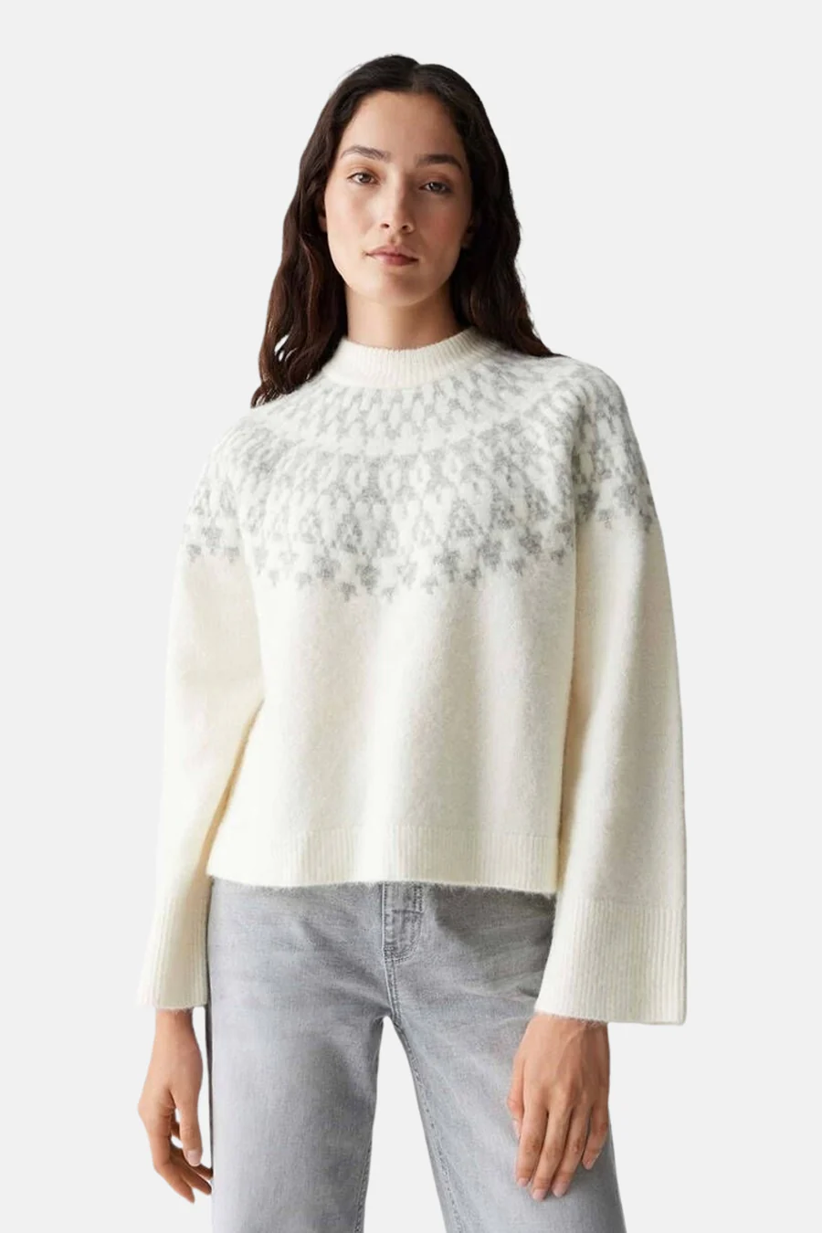 Pull met ronde hals - wit