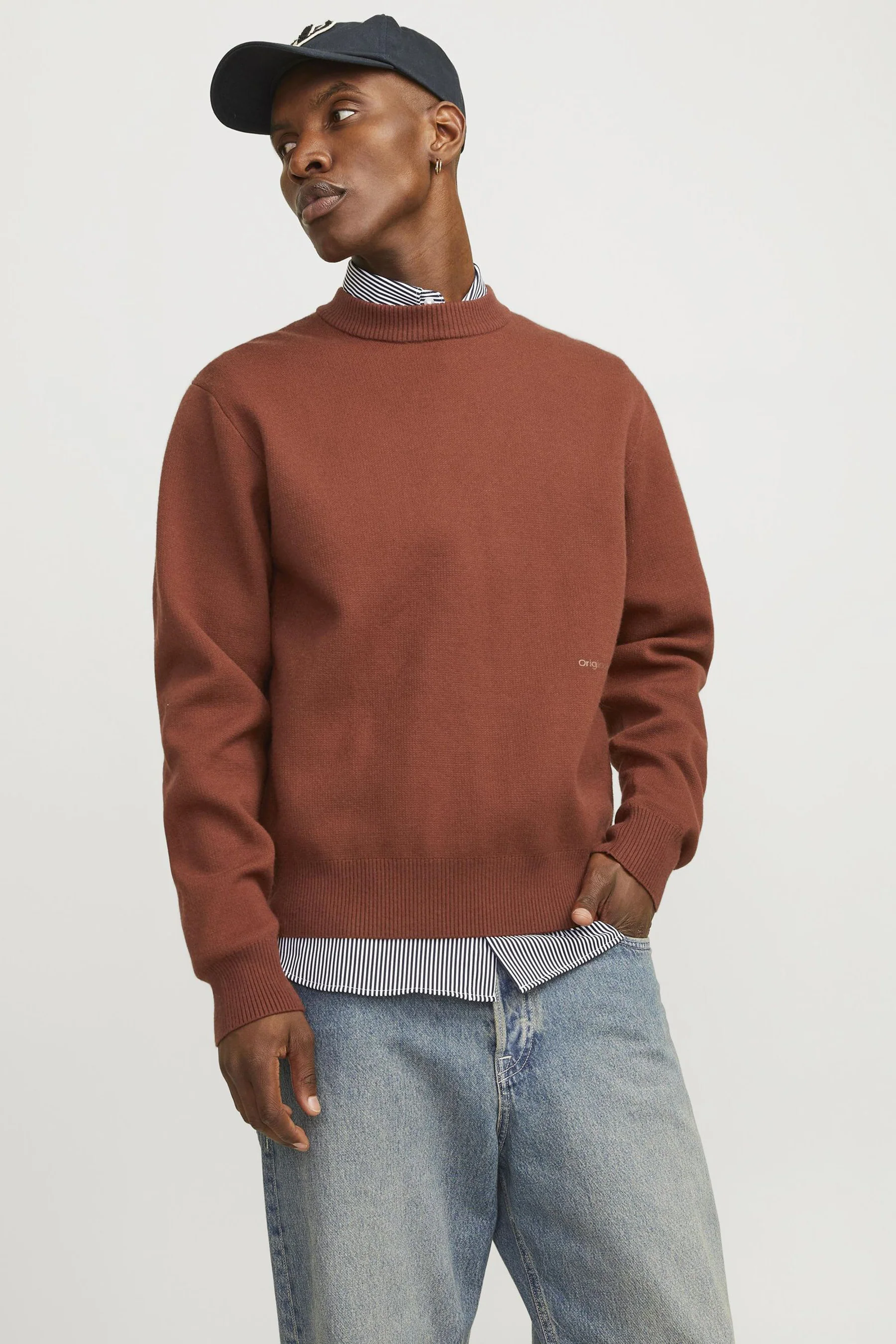 Pull met ronde hals - bruin