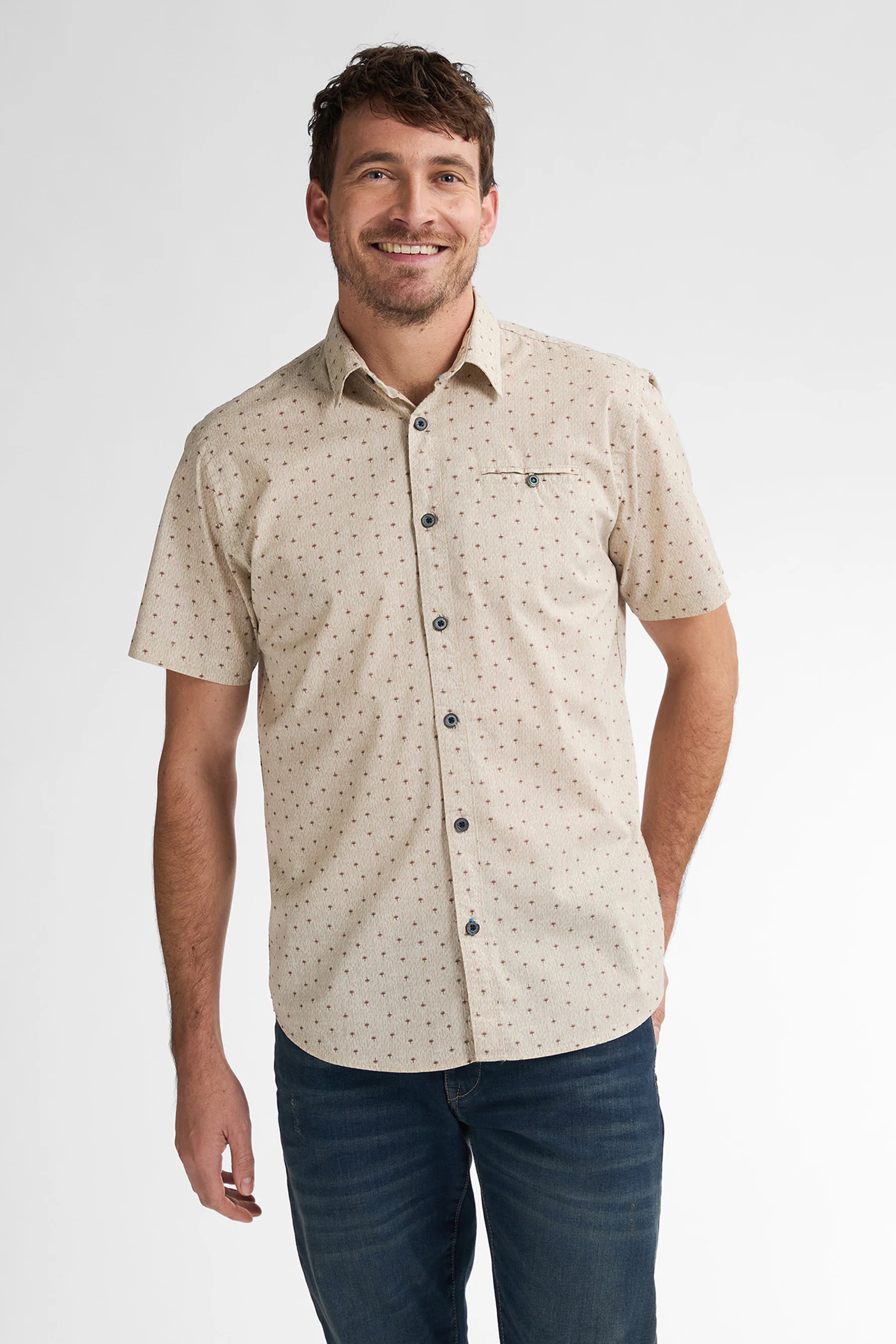 Hemd met korte mouwen - beige