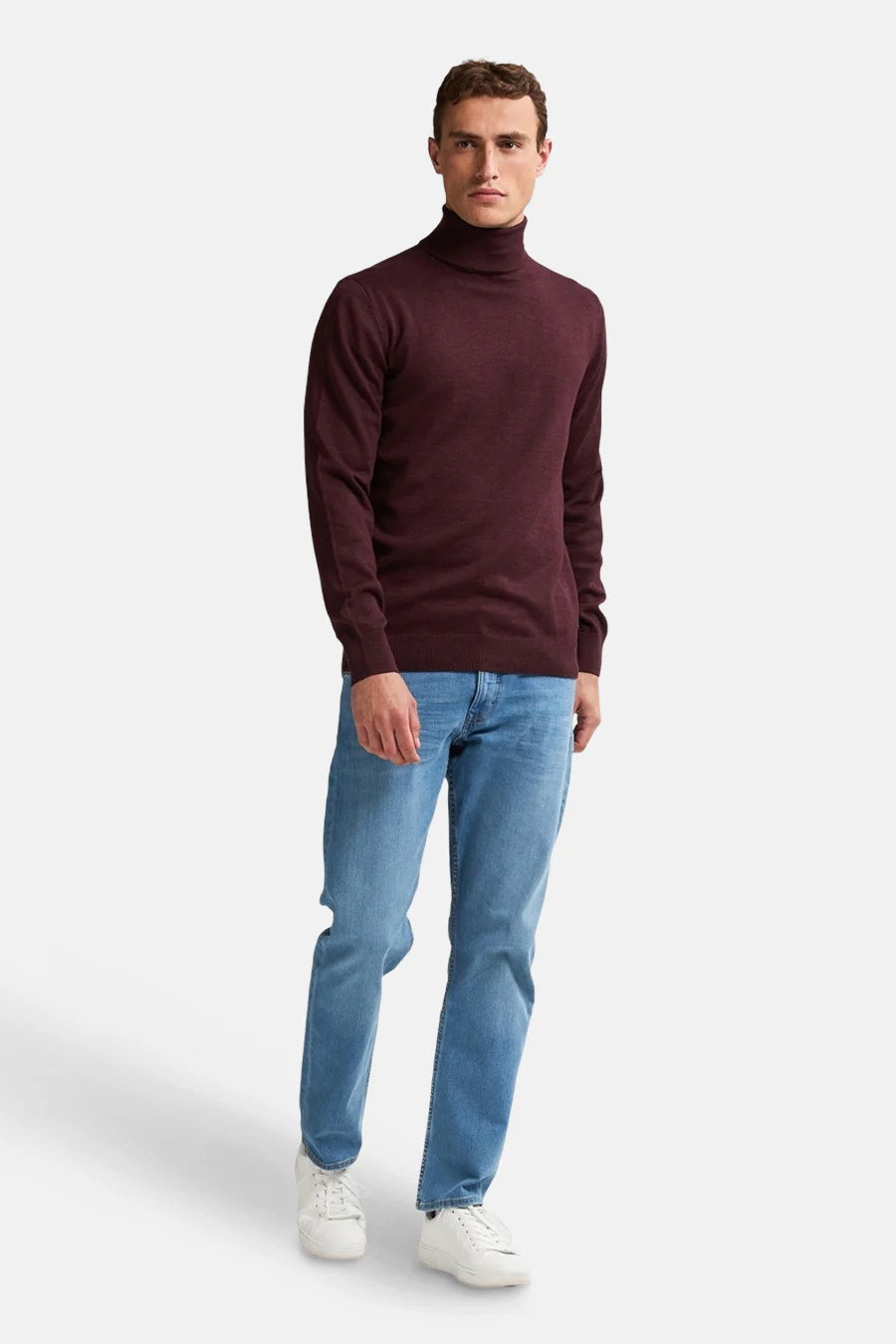 Pull met rolkraag - bordeaux - Image 2