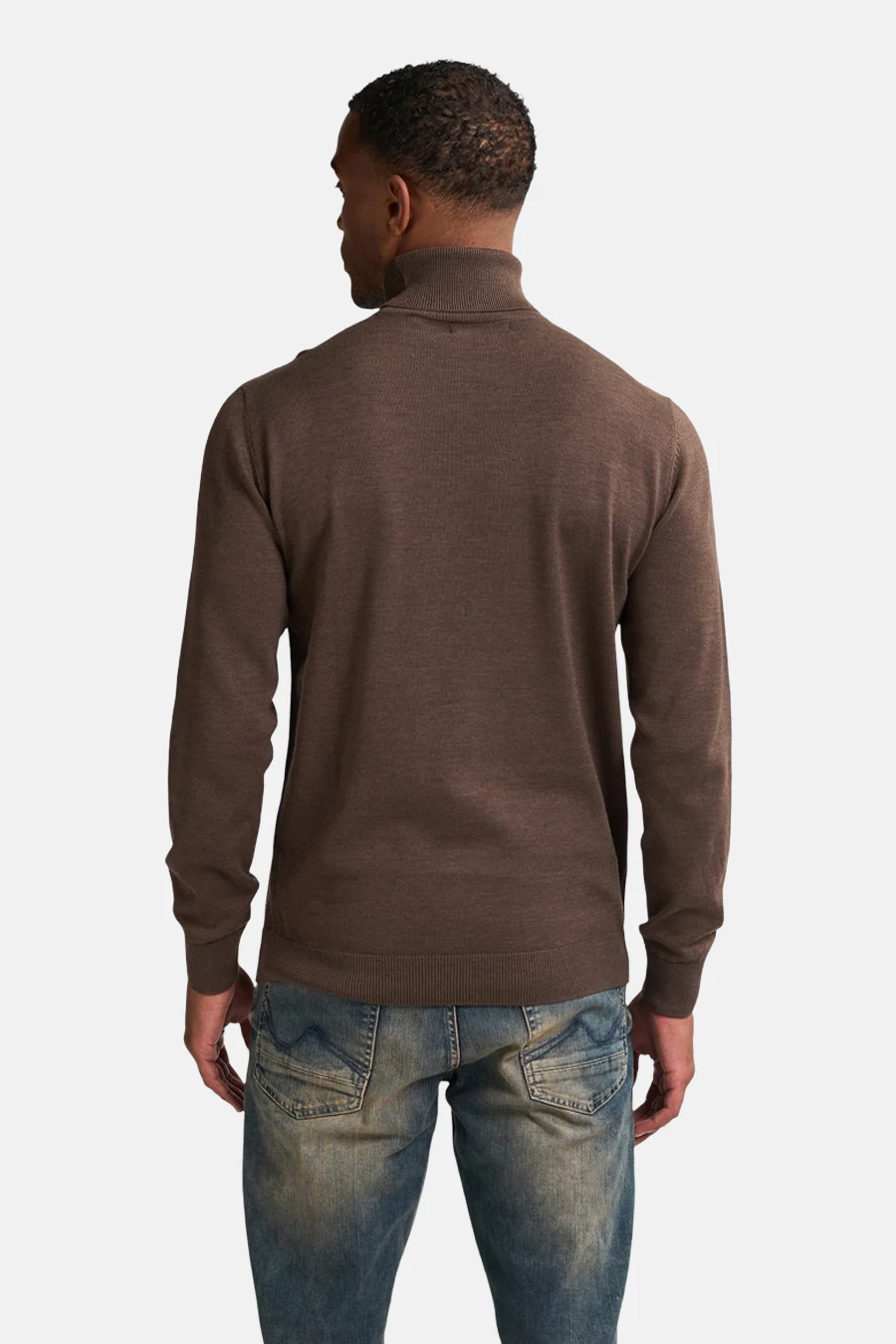 Pull met rolkraag - bruin - Image 5