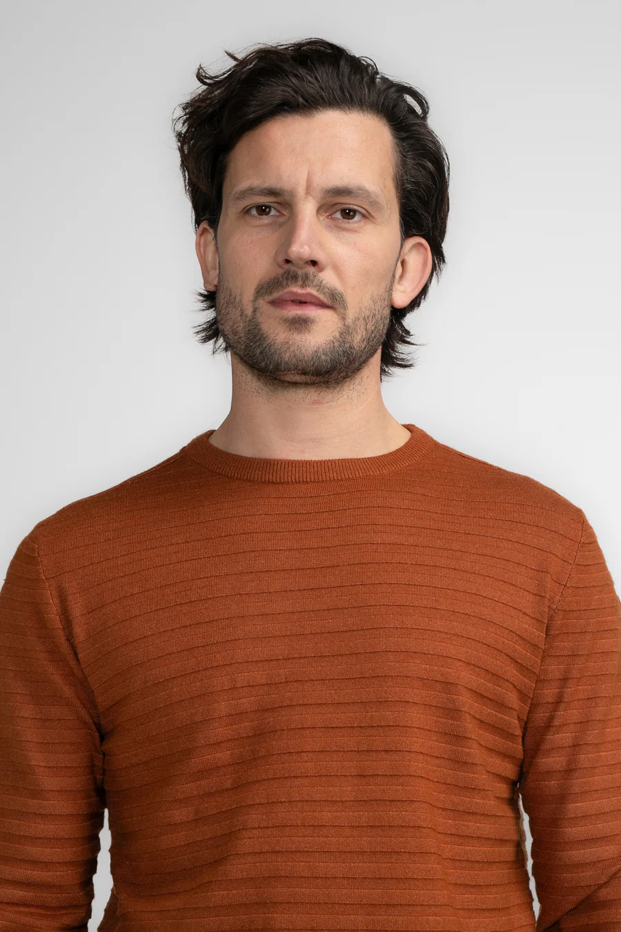 Pull met ronde hals - cognac - Image 5