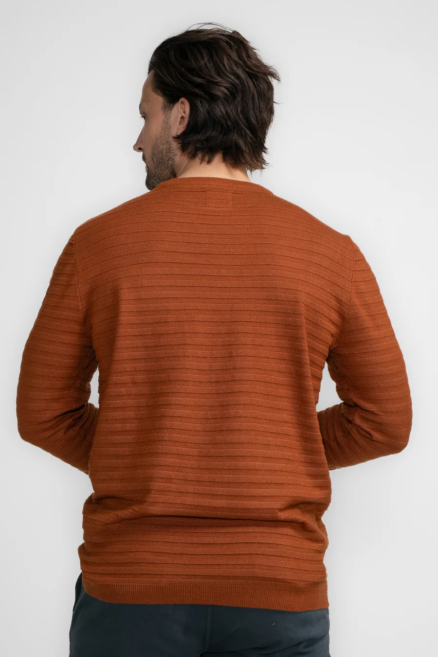 Pull met ronde hals - cognac - Image 8