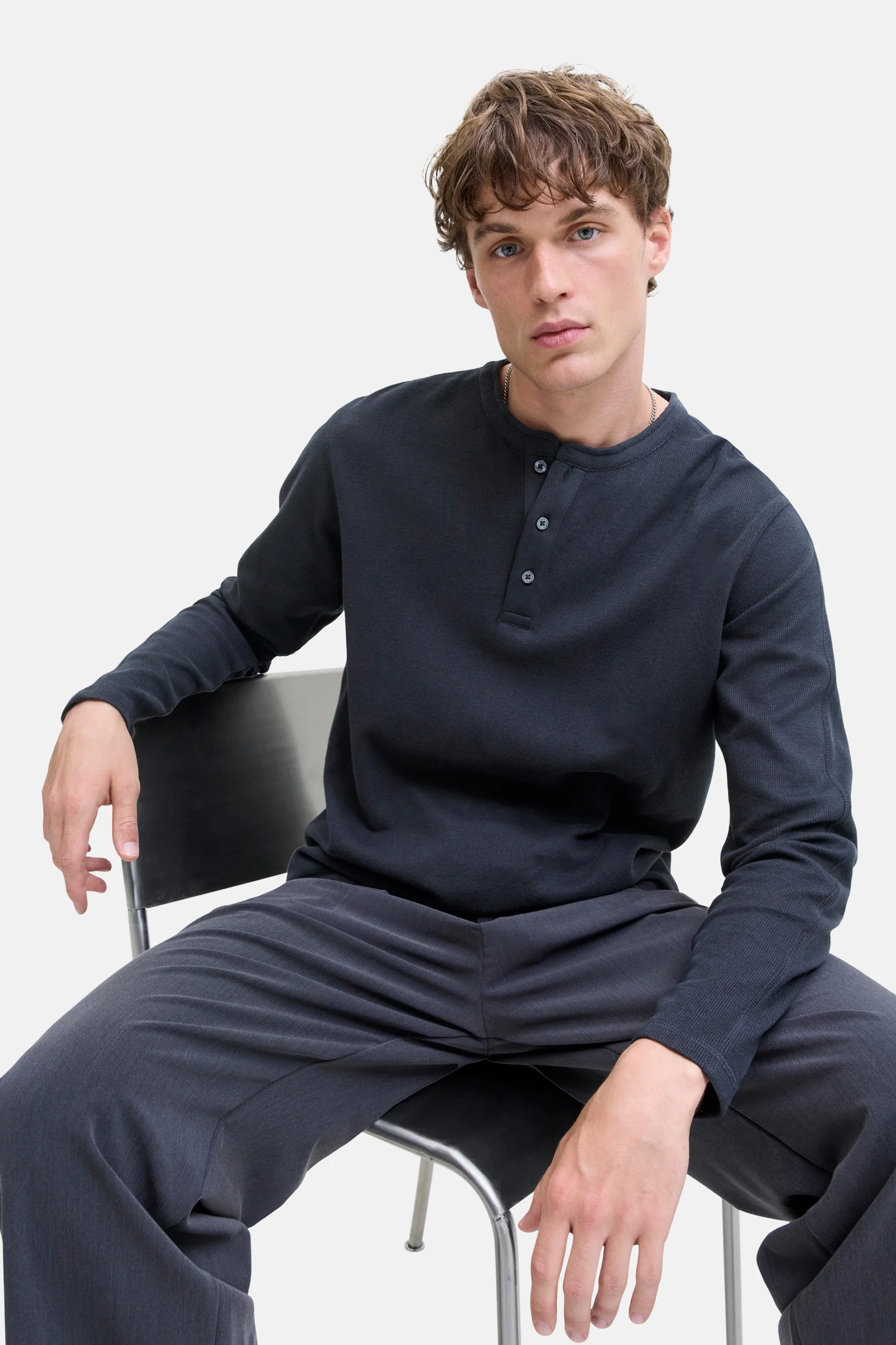 T-shirt met lange mouwen - Donkerblauw - Image 6