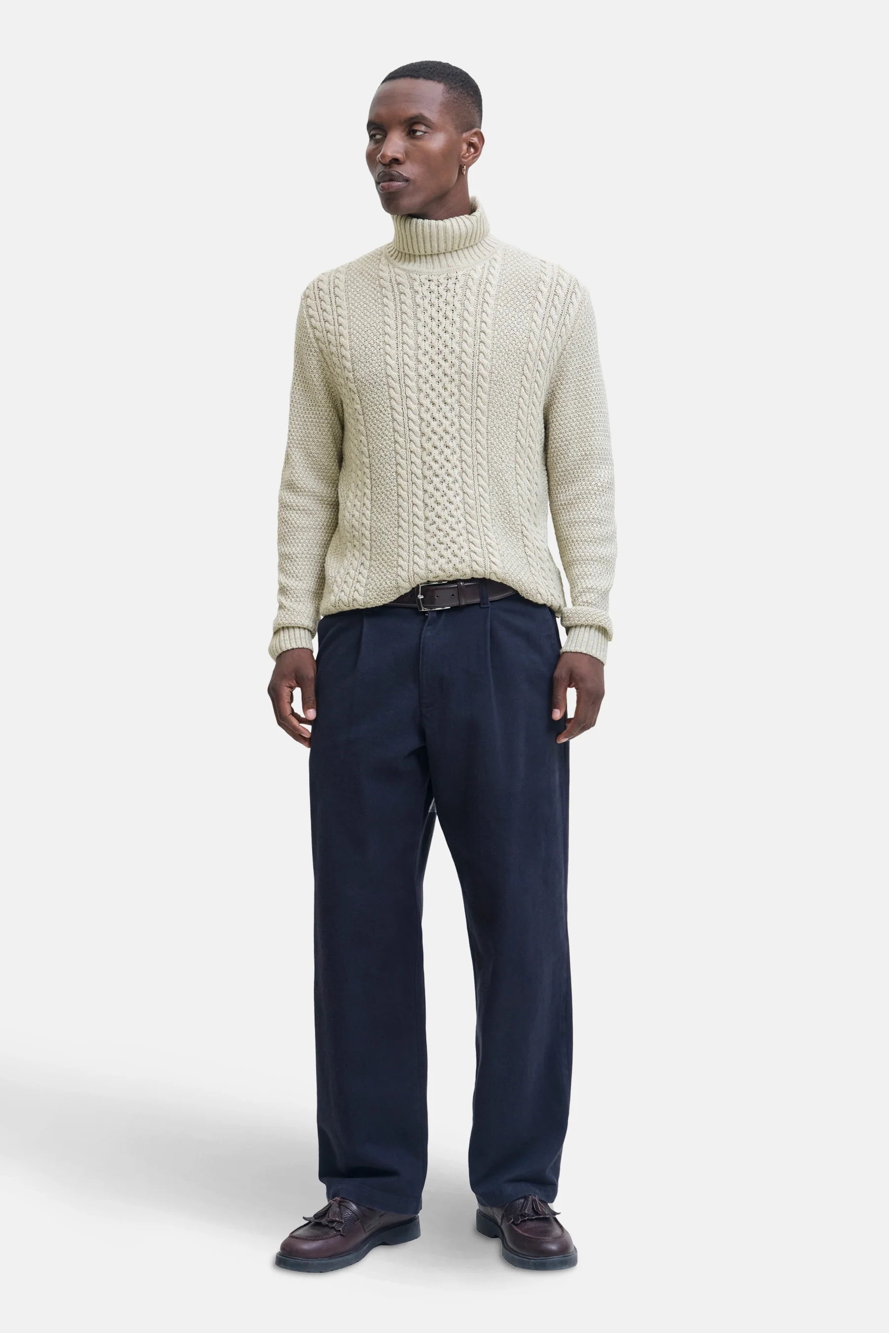 Pull met rolkraag - beige - Image 2