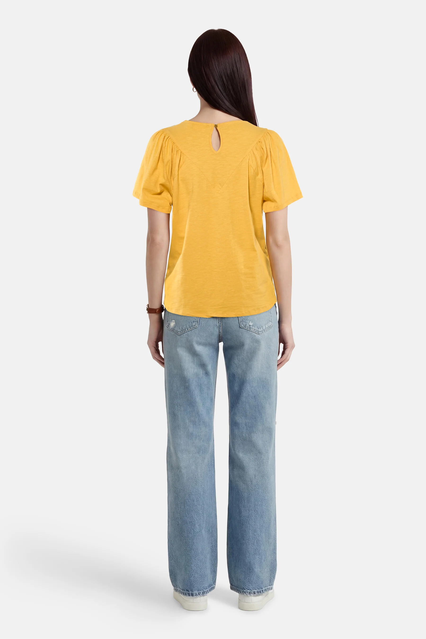 Blouse met korte mouwen - geel - Image 2