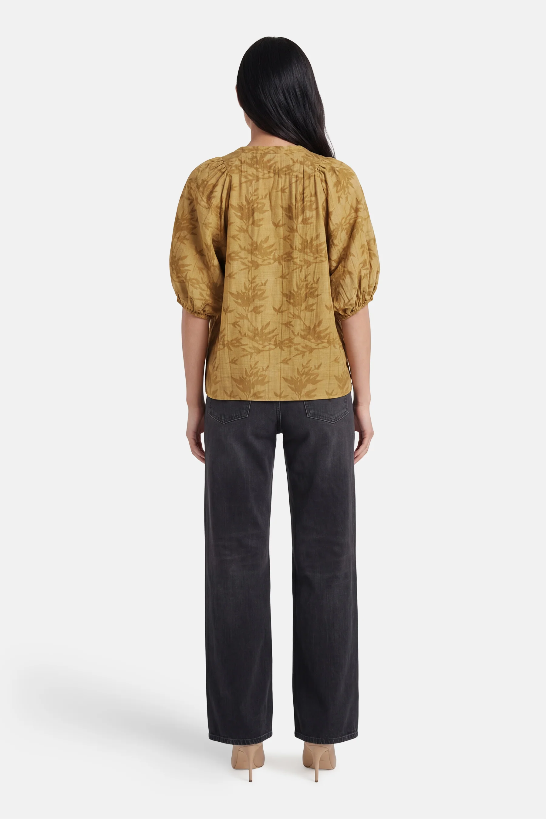 Blouse met korte mouwen - geel - Image 3