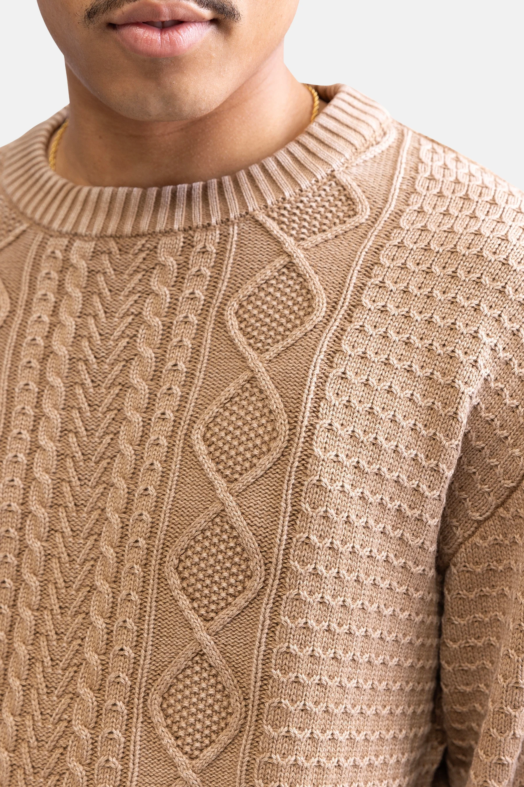 Pull met ronde hals - beige - Image 3