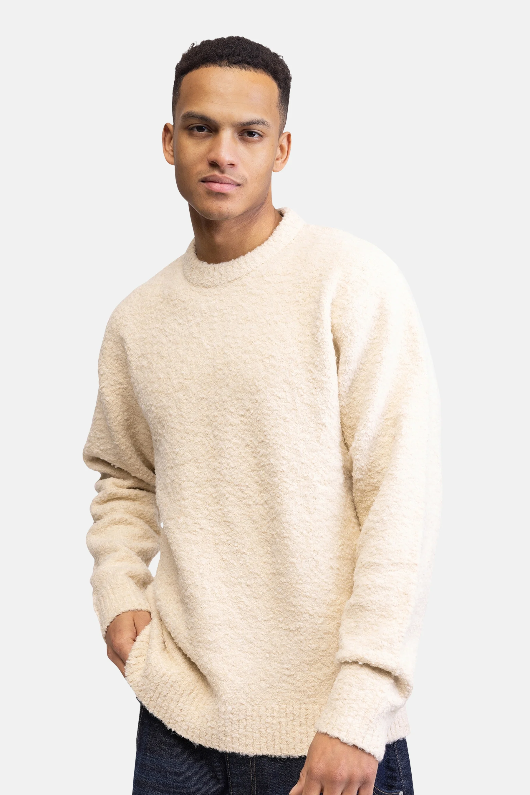Pull met ronde hals - ecru