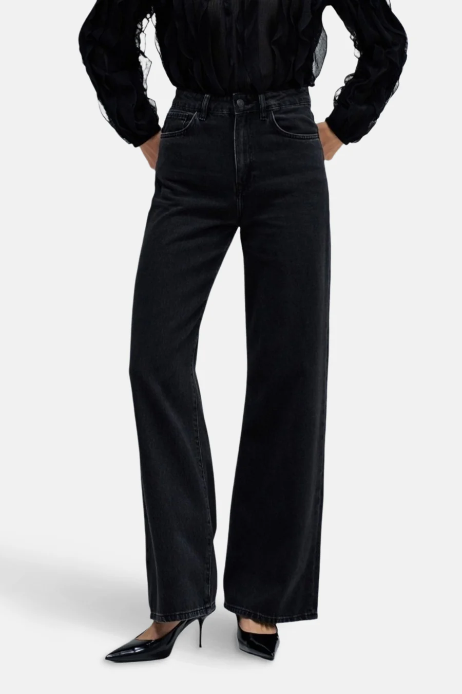 TRUE WIDE - dark grey denim