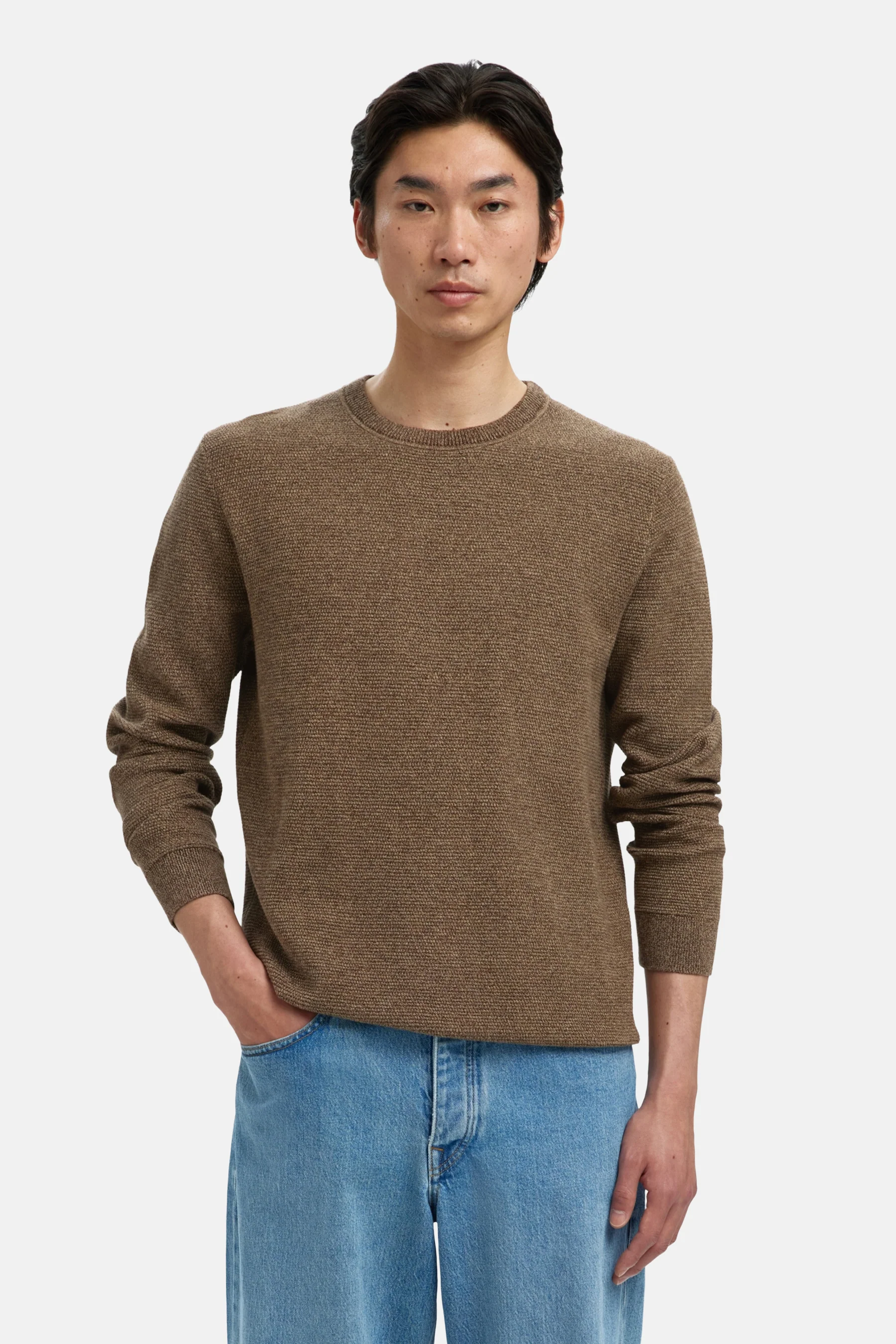 Pull met ronde hals - bruin