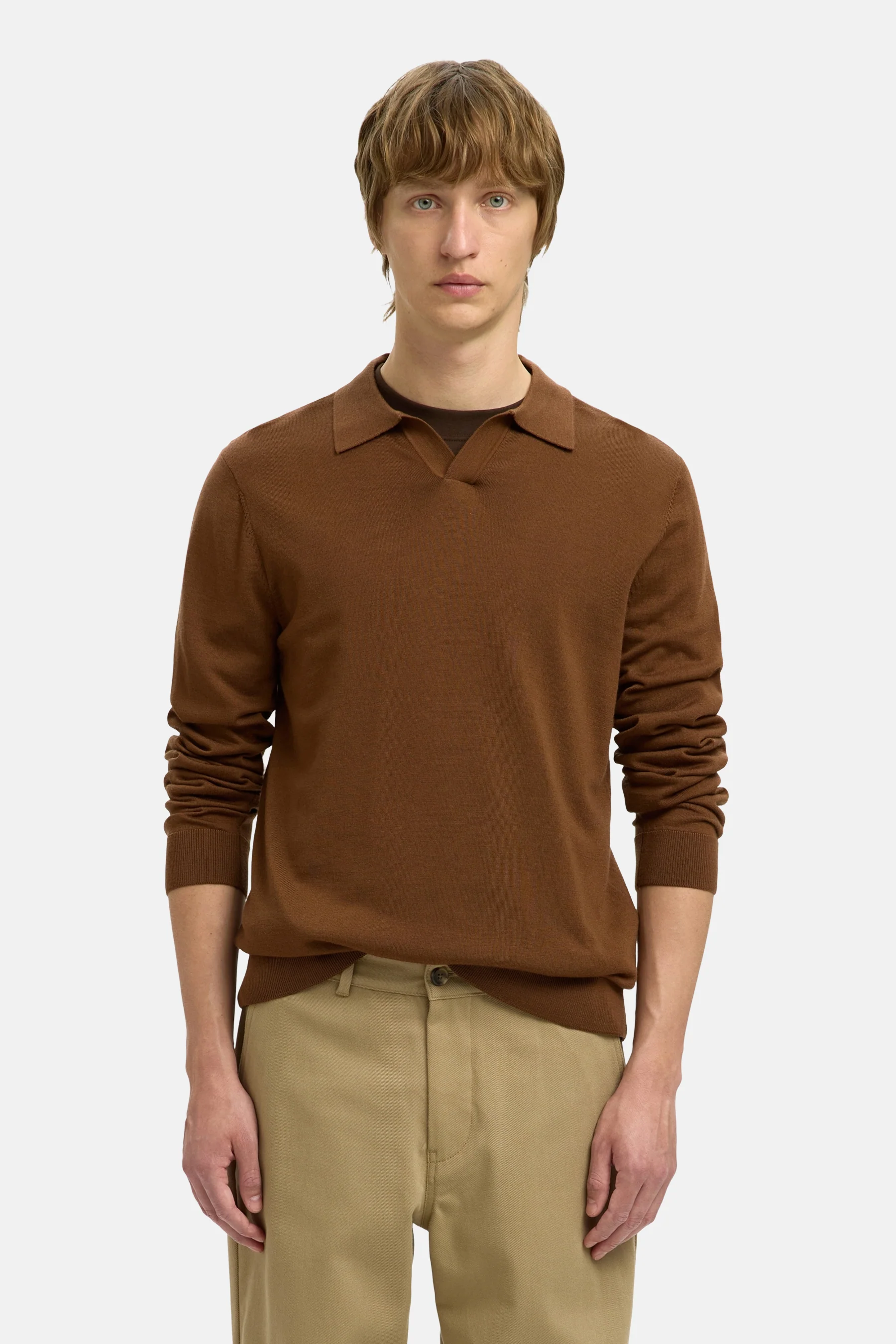 Pull met V-hals - bruin