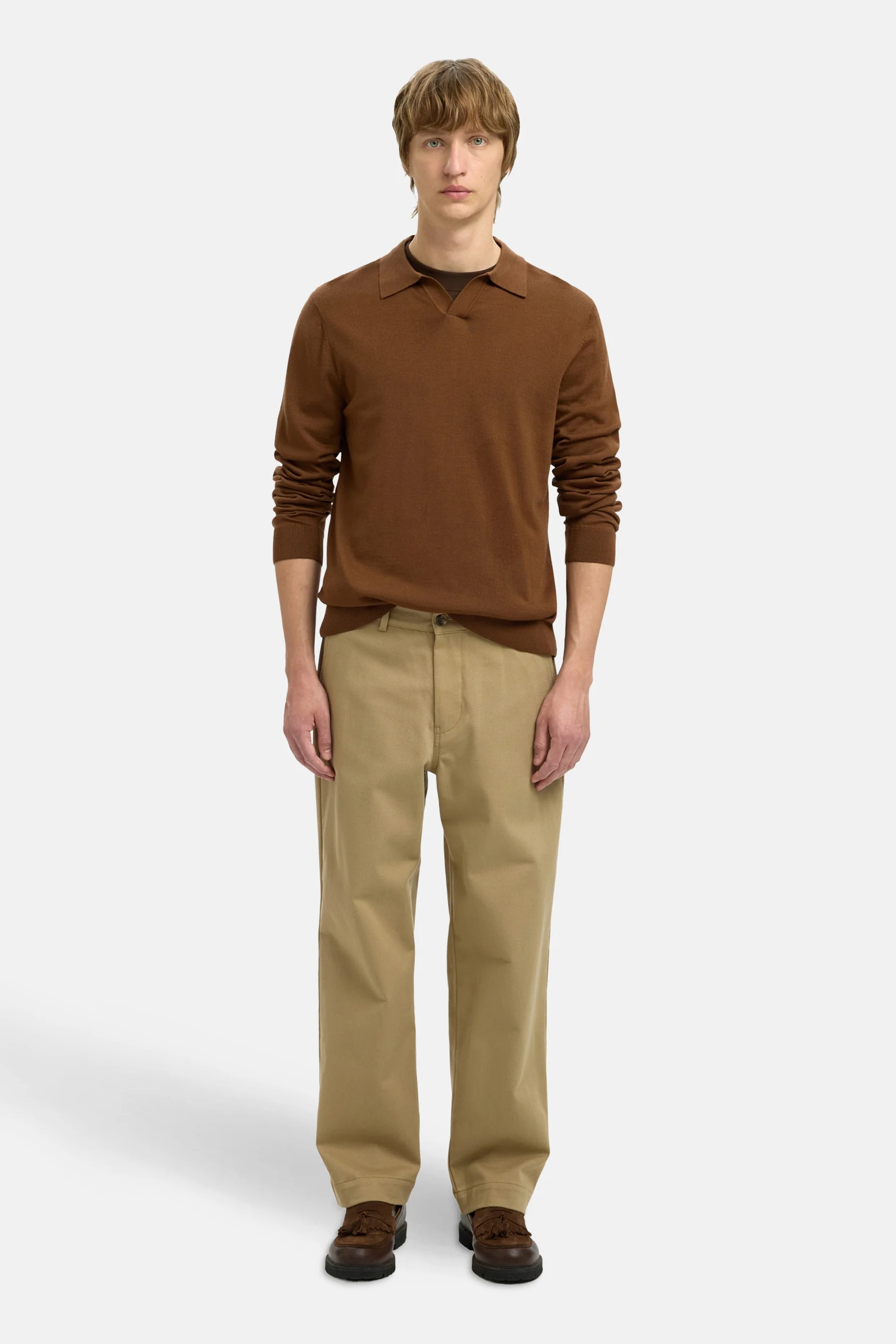 Pull met V-hals - bruin - Image 2