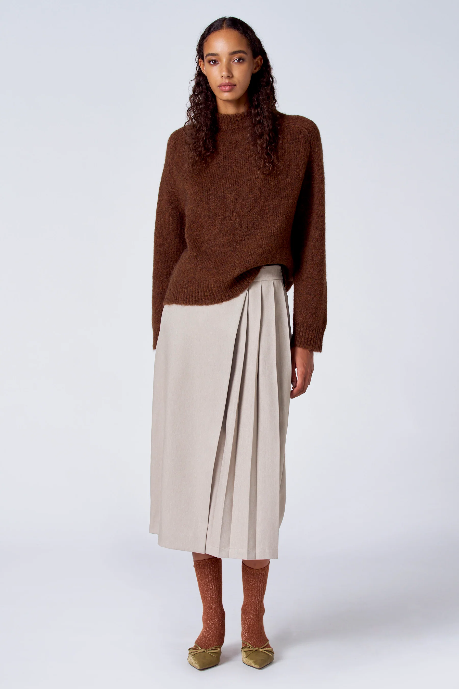 Pull met ronde hals - bruin - Image 2