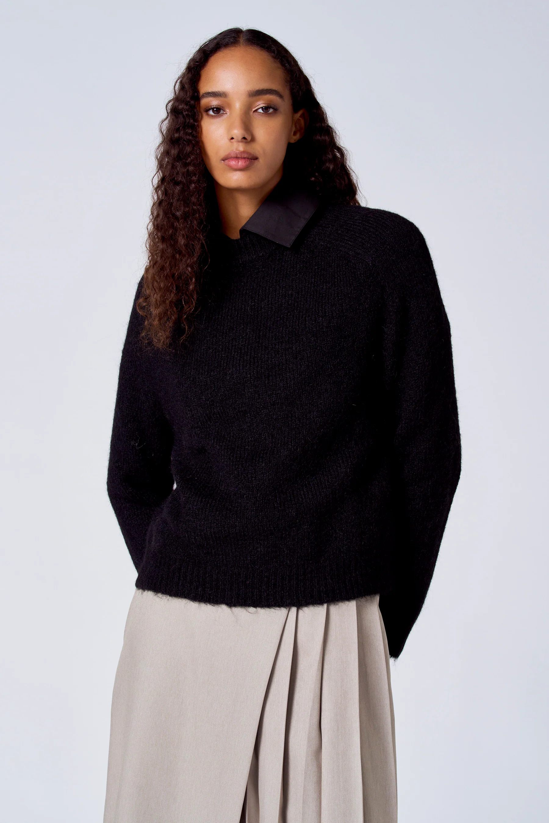 Pull met ronde hals - zwart - Image 3