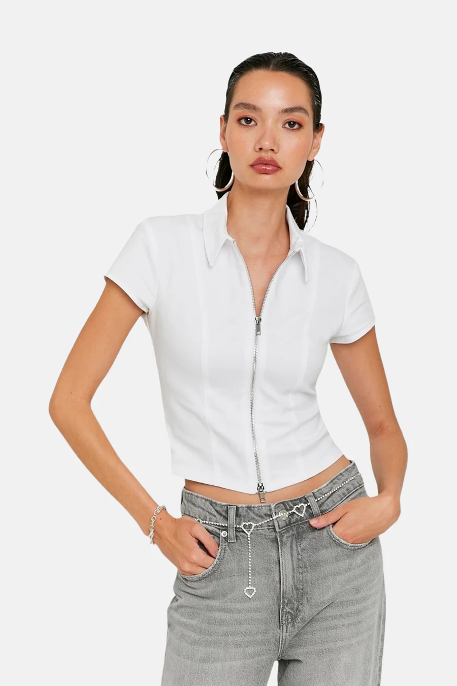 Blouse met korte mouwen - Wit - Image 2