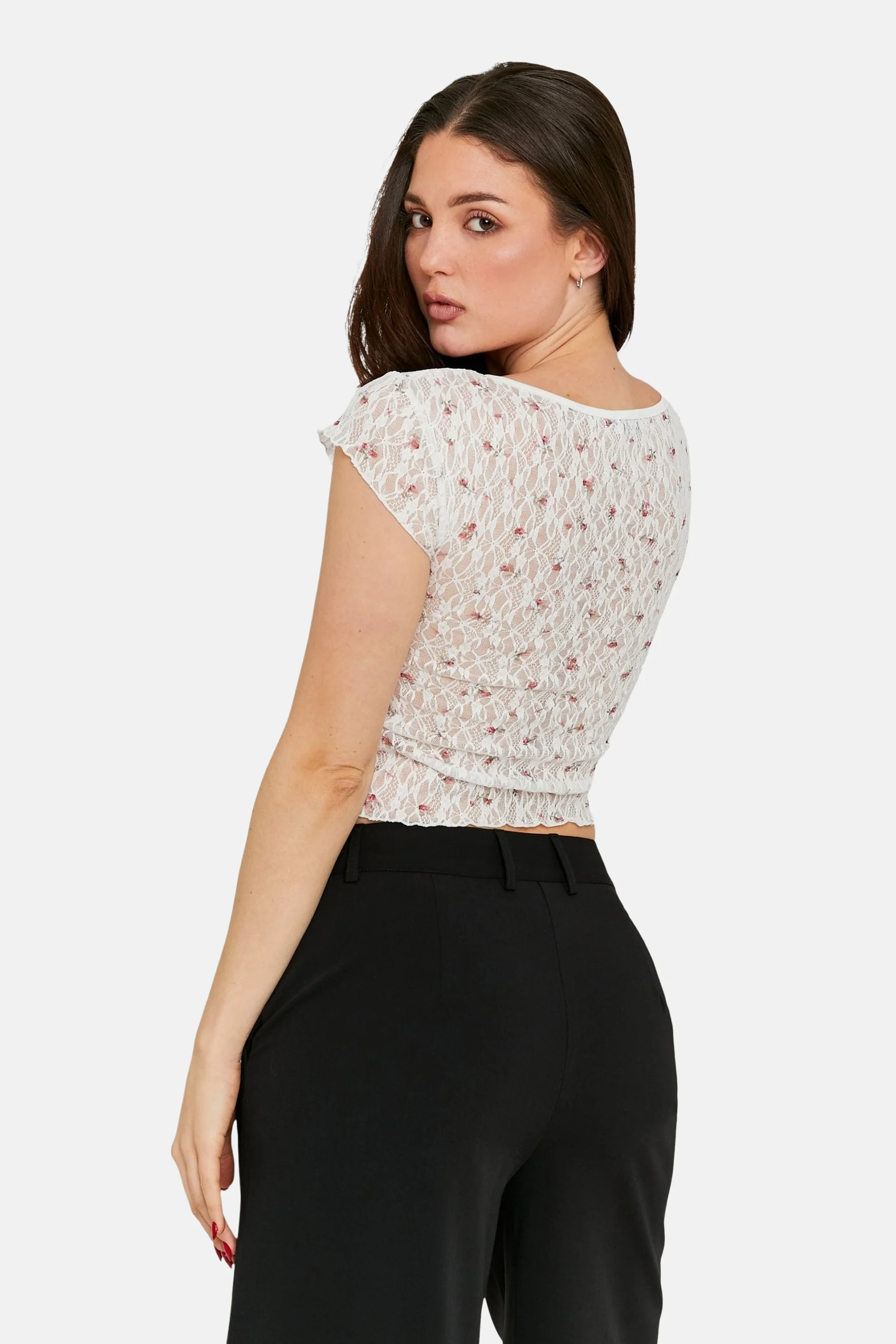 Blouse met korte mouwen - ecru - Image 3
