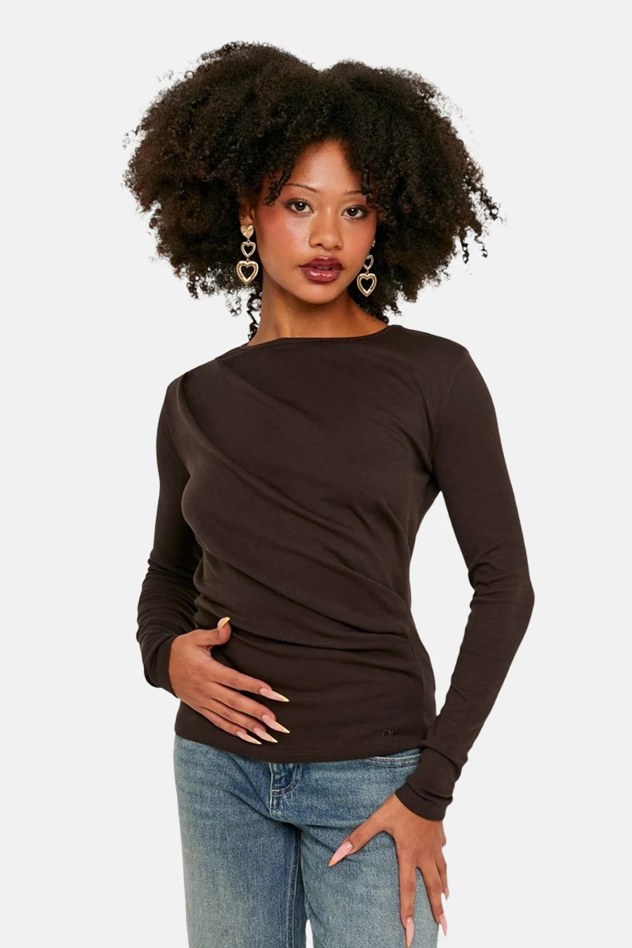 T-shirt met lange mouwen - bruin