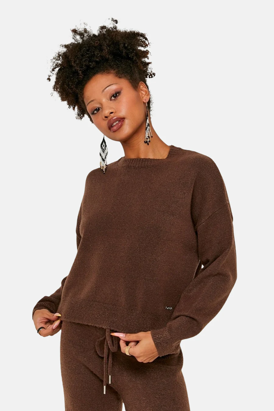 Pull met ronde hals - bruin